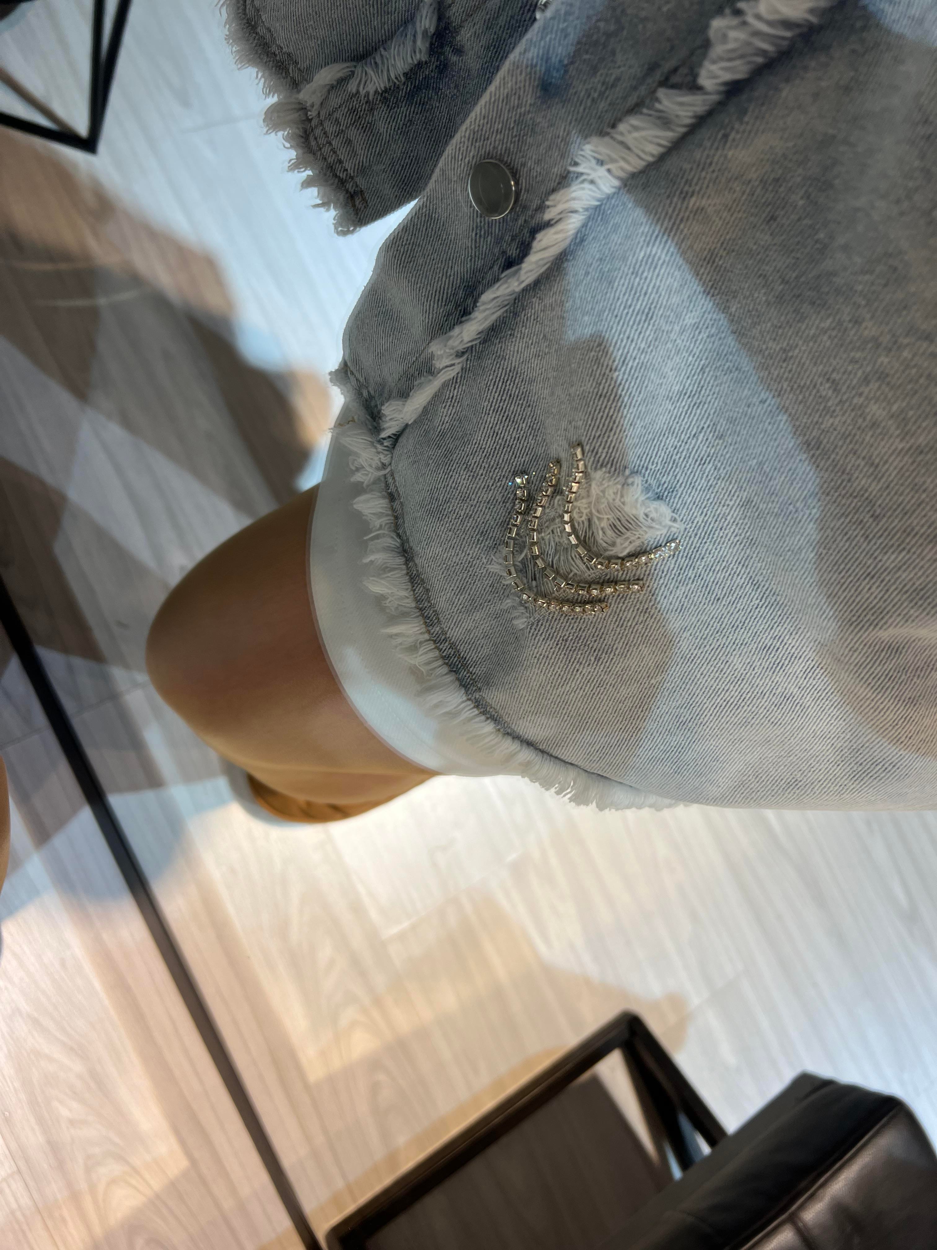 Shz.Taş Detaylı Gömlek Ceket-Mavi