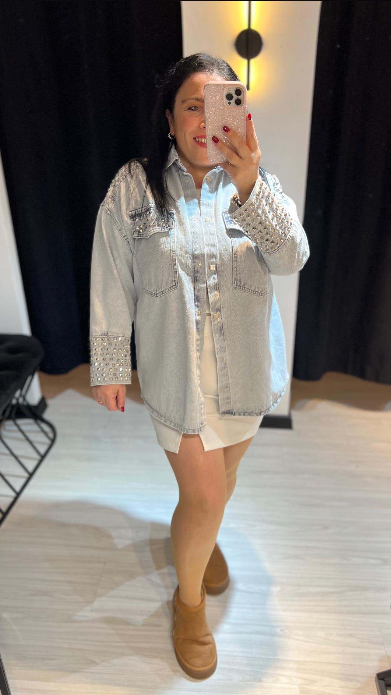 Shz.Zımba Detaylı Gömlek Ceket-Mavi