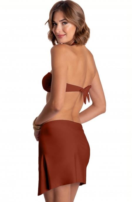 SOLID COLOR PAREO SHORT SKIRT WITH ACCESORY