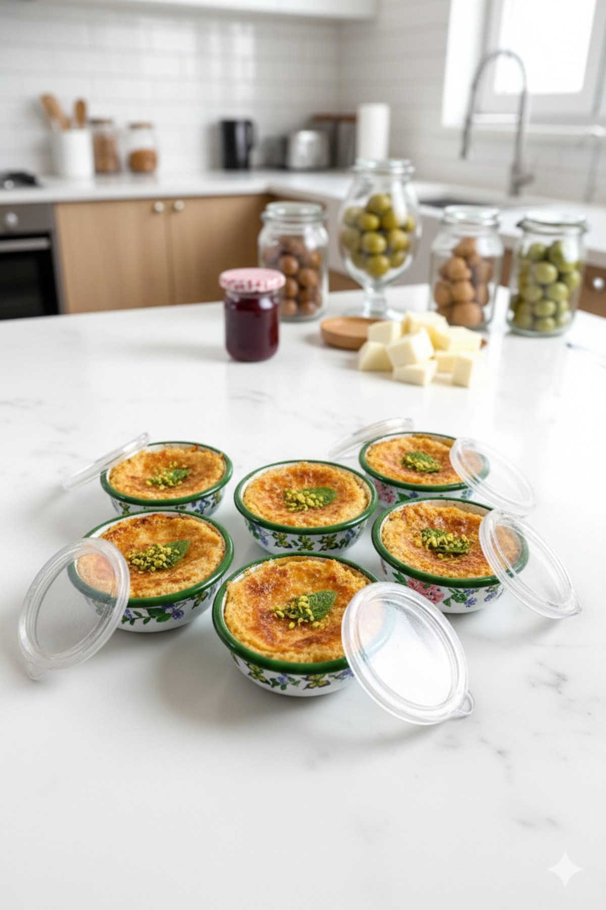12 Parça 6 lı Emaye Kapaklı Kahvaltı Seti, Kahvaltı Tabağı, Sunum, Zeytin, Reçellik, Peynir Tabağı, Hediye, Çeyiz