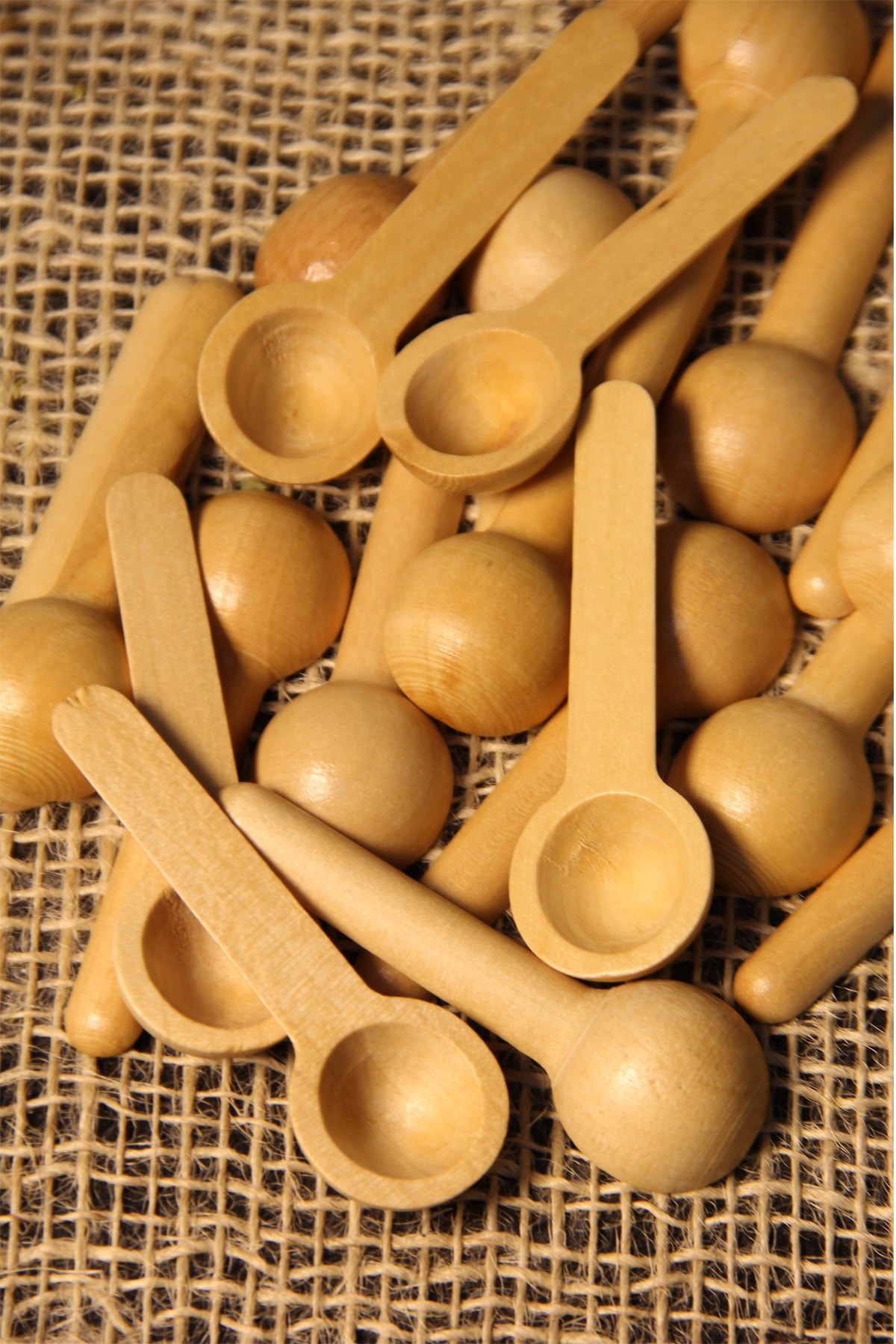 12'Li Mini Bambu Ölçek Kaşığı, Ahşap Baharatlık Kaşığı