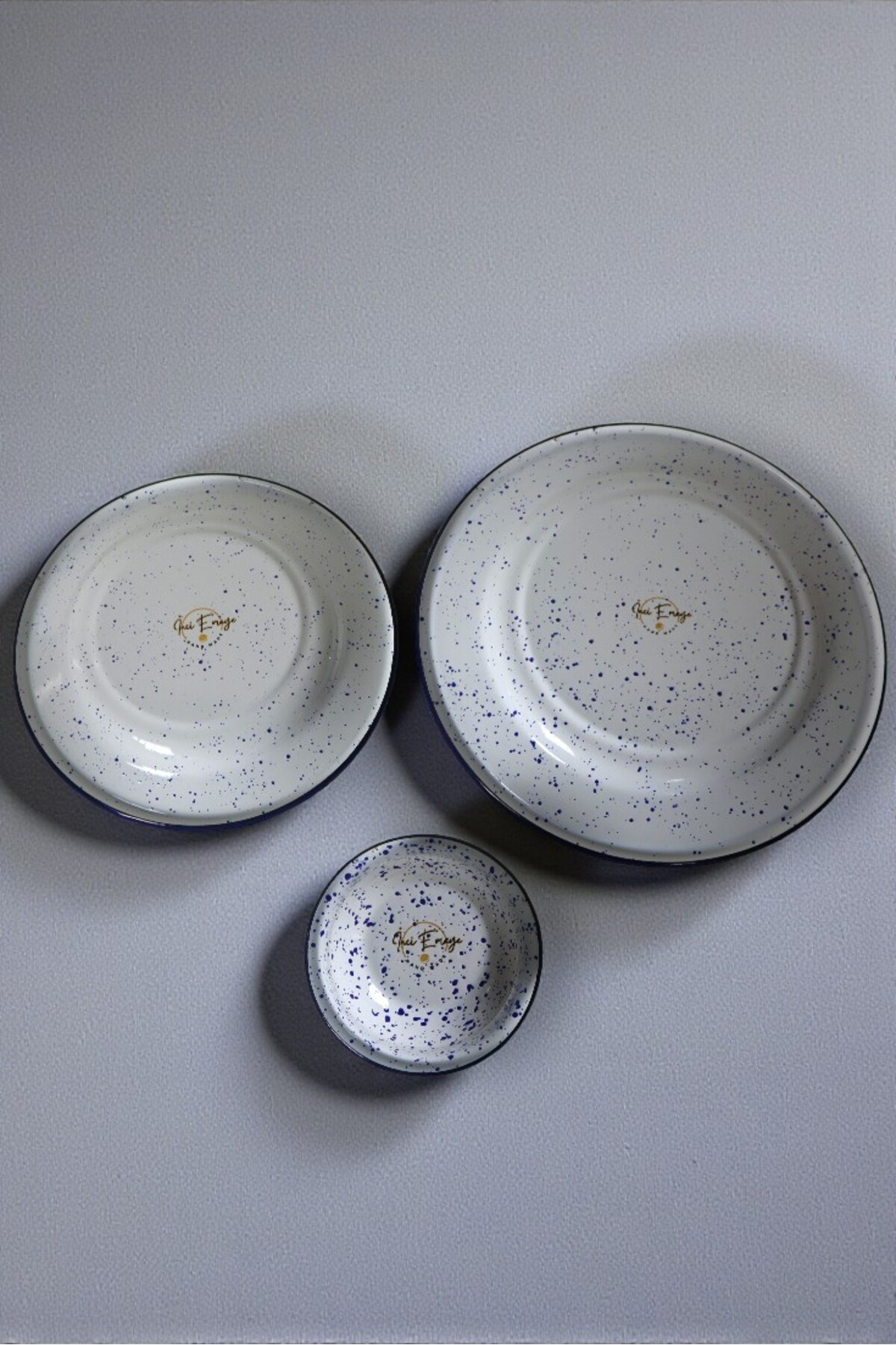 13-24-30 No 3'lü Emaye Yemek Tabağı, Tabak Servis, Yemek, Kamp Piknik, Çeyiz, Hediye