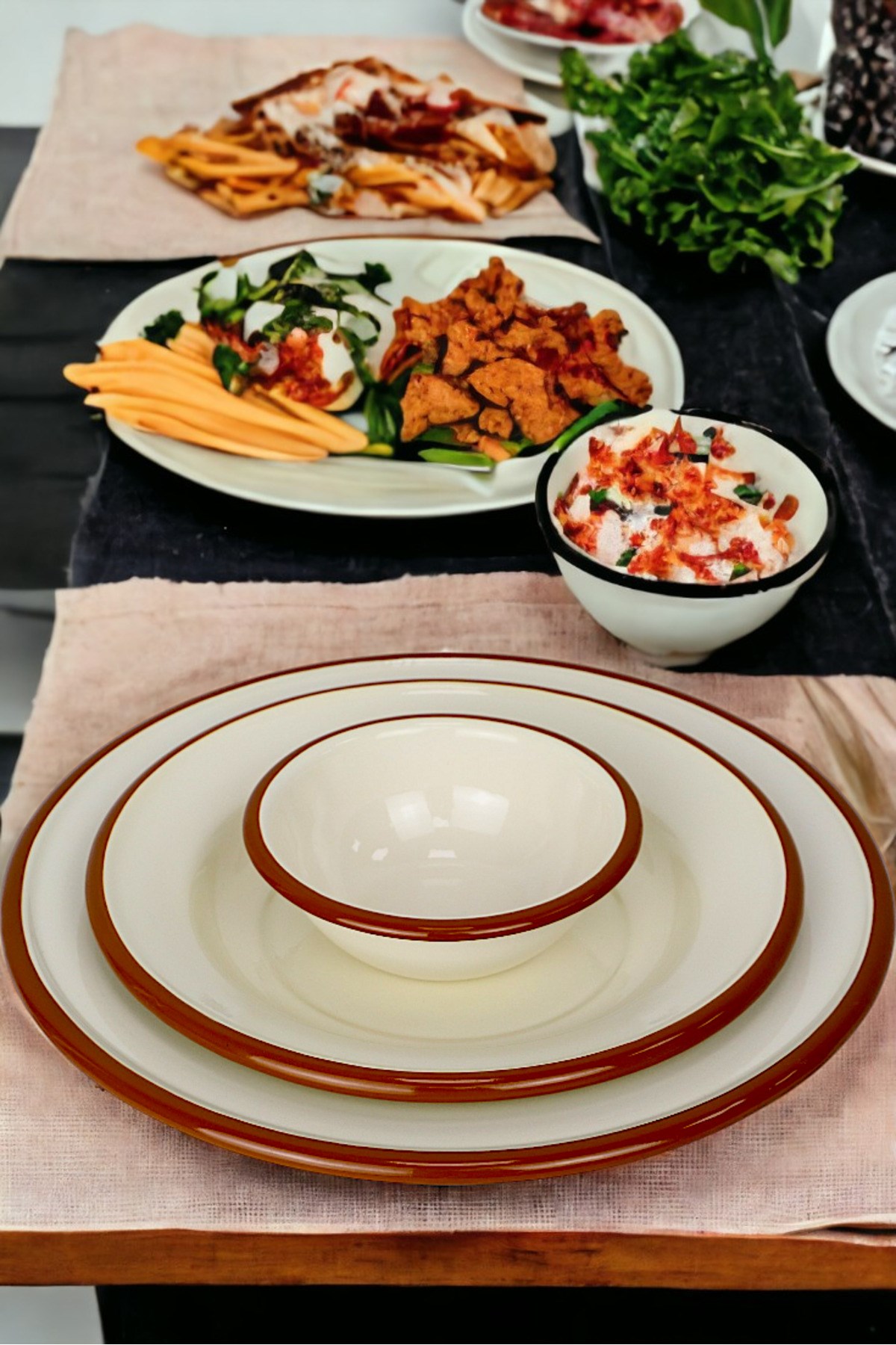 13-24-30 No 3'lü Emaye Yemek Tabağı, Tabak Servis, Yemek, Kamp Piknik, Çeyiz, Hediye