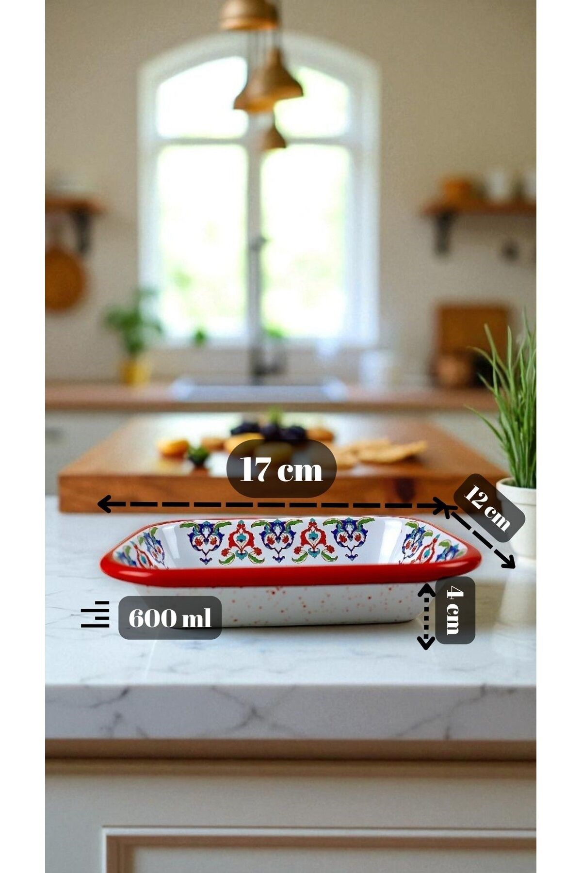 13 No Emaye Dörtgen Tabak Meze Kahvaltılık Kamp Piknik