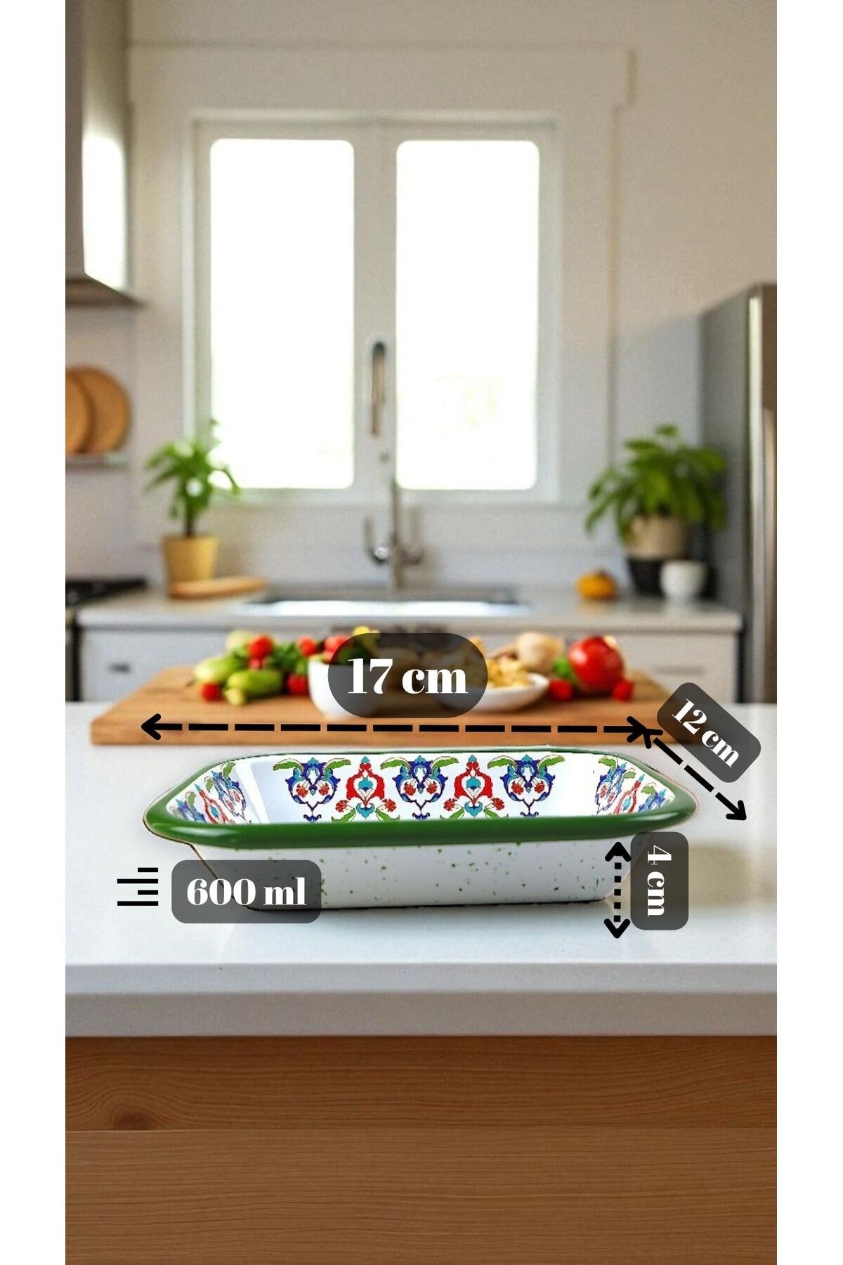 13 No Emaye Dörtgen Tabak Meze Kahvaltılık Kamp Piknik