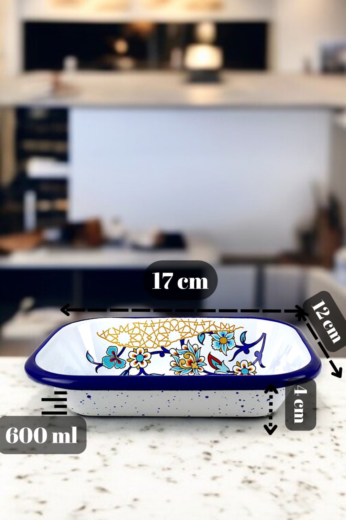 13 No Emaye Dörtgen Tabak Meze Kahvaltılık Kamp Piknik