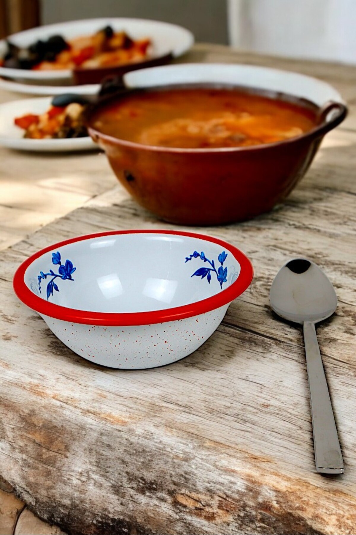 13 No Emaye Kase,  Tabak, Çeyiz, Çukur Tabak, Çorba Kase, Mama Tabağı 13 Cm