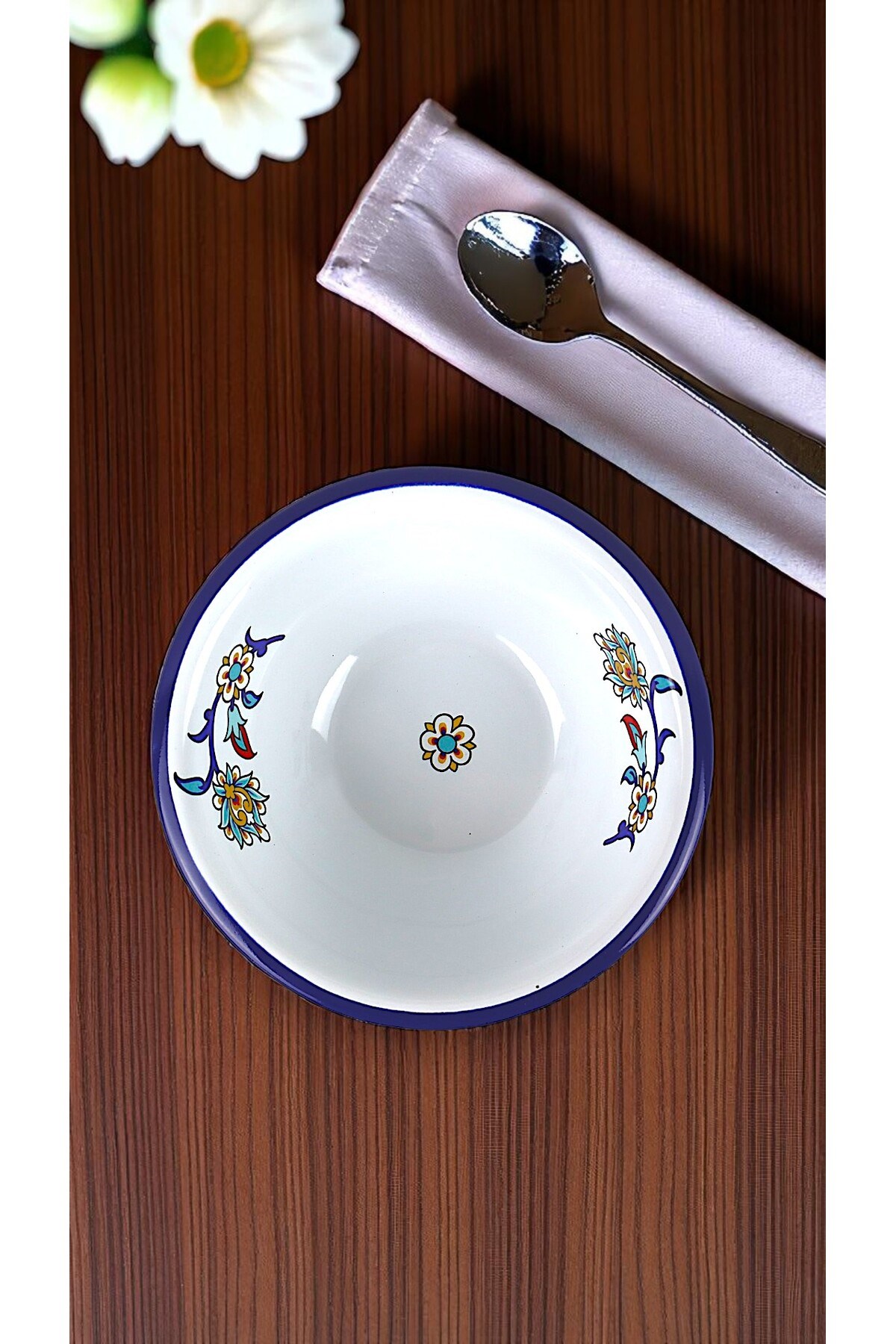 13 No Emaye Kase, Tabak, Çeyiz, Çukur Tabak, Çorba Kase, Mama Tabağı 13 Cm