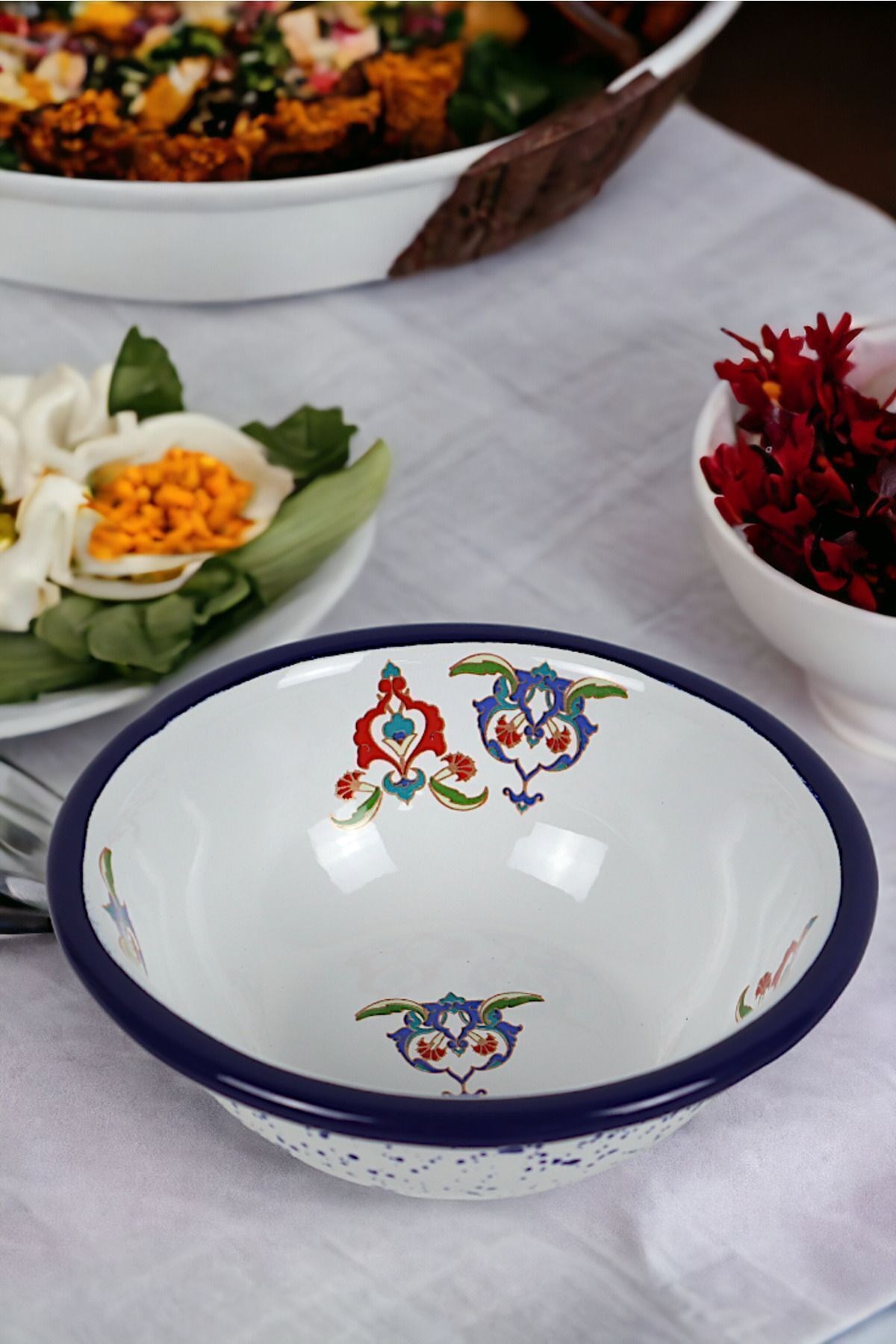 13 No Emaye Kase,  Tabak, Çeyiz, Çukur Tabak, Çorba Kase, Mama Tabağı 13 Cm