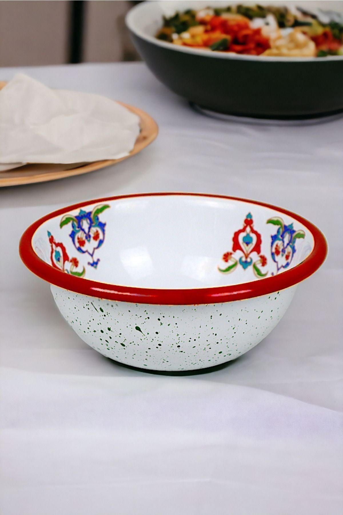13 No Emaye Kase,  Tabak, Çeyiz, Çukur Tabak, Çorba Kase, Mama Tabağı 13 Cm