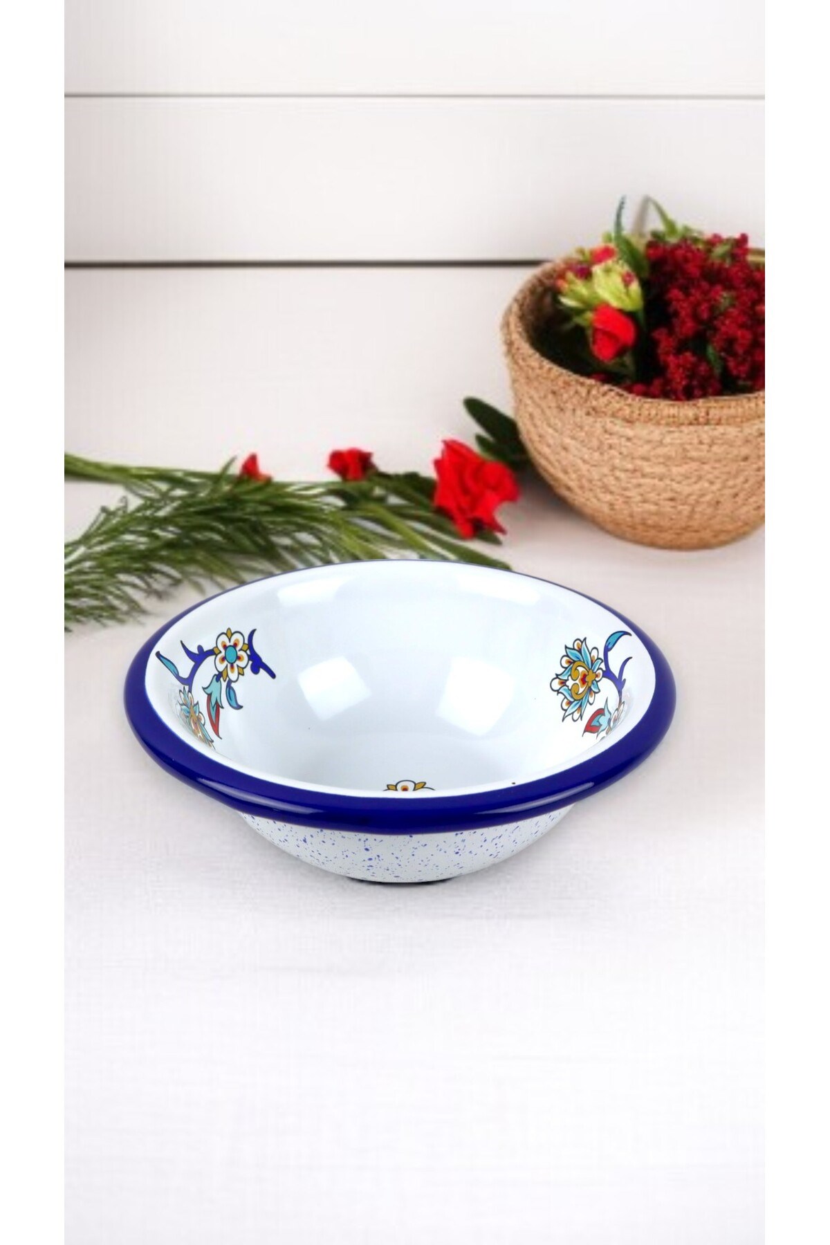 13 No Emaye Kase, Tabak, Çeyiz, Çukur Tabak, Çorba Kase, Mama Tabağı 13 Cm