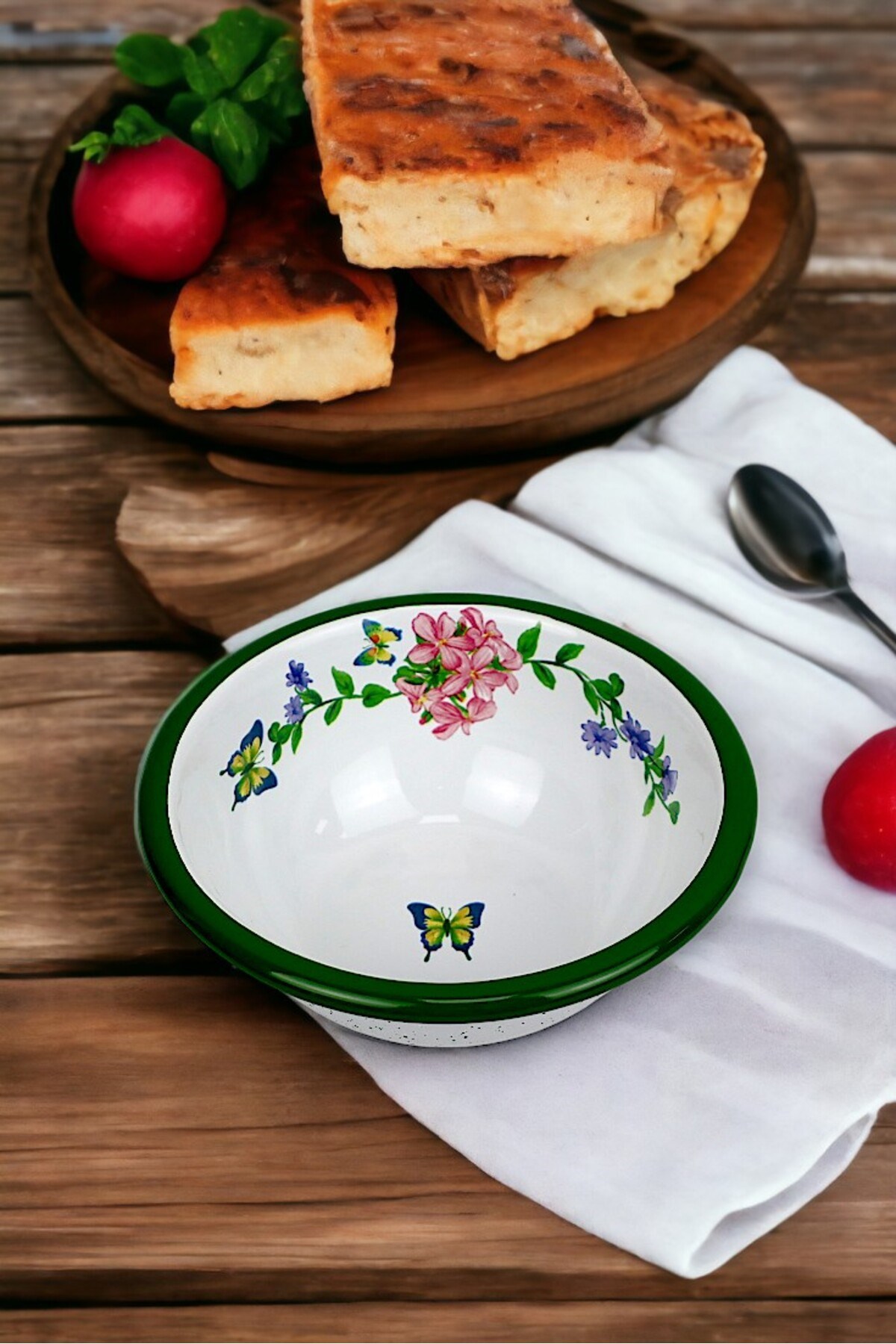 13 No Emaye Kase,  Tabak, Çeyiz, Çukur Tabak, Çorba Kase, Mama Tabağı 13 Cm