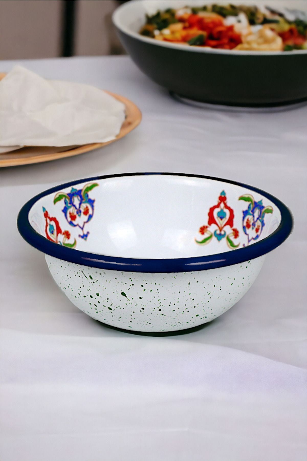 13 No Emaye Kase,  Tabak, Çeyiz, Çukur Tabak, Çorba Kase, Mama Tabağı 13 Cm