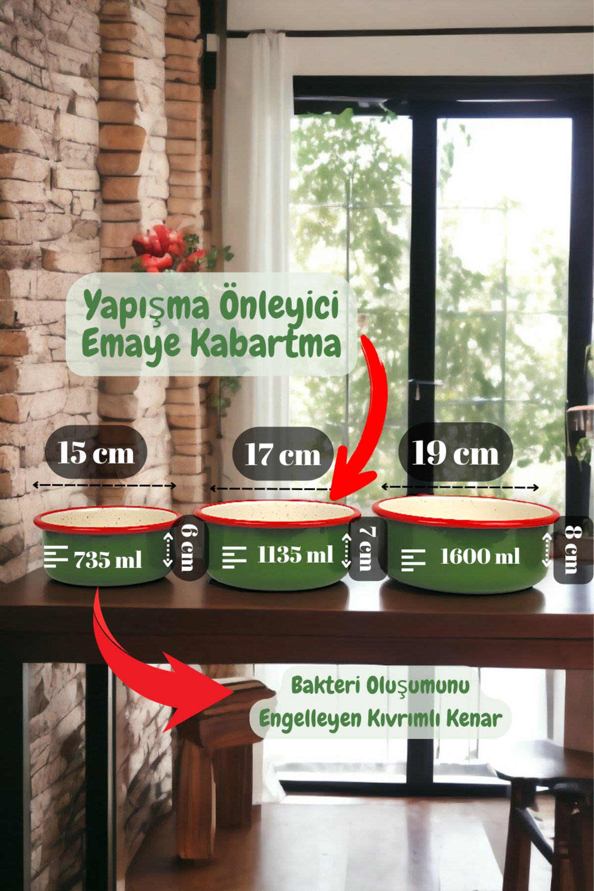 14 - 16 - 18 No Emaye Saklama Kabı 3 lü