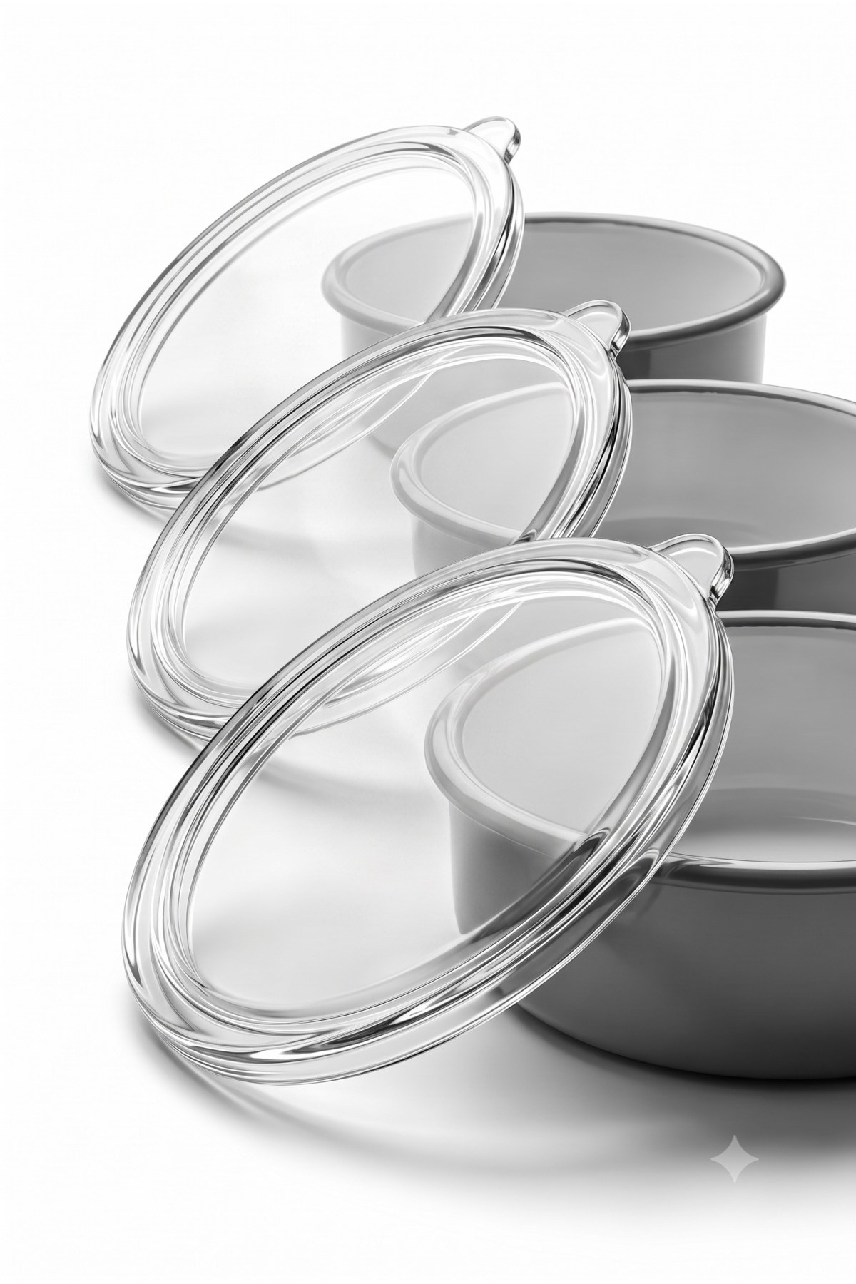 14 Cm 16 Cm 18 Cm 3 Lü Akrilik Silikon Contalı Saklama Kabı Kapağı