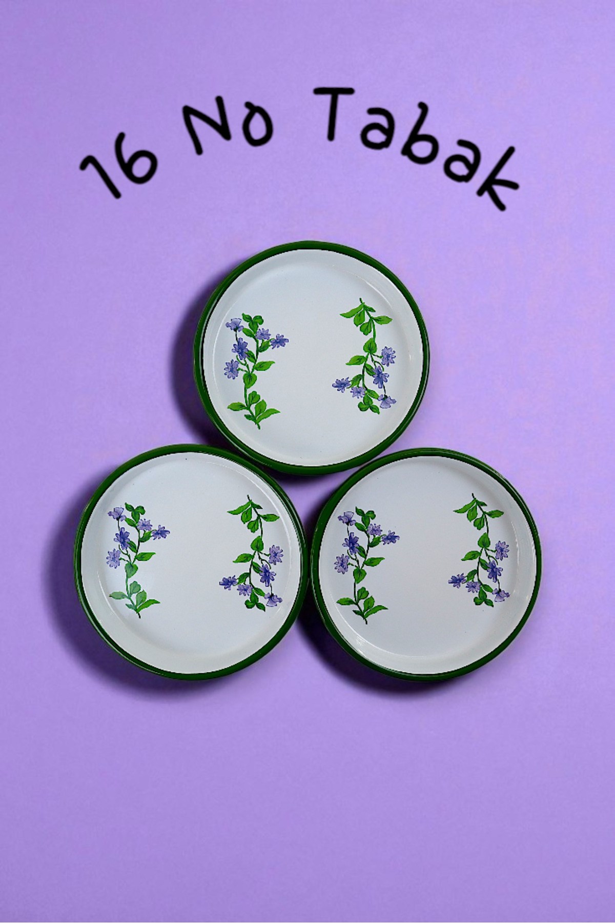 16 Cm 3 Parça Emaye Tabak 3 Kişilik Kahve Tabağı, Servis Tabağı Çerez Tabağı,, Hediye,