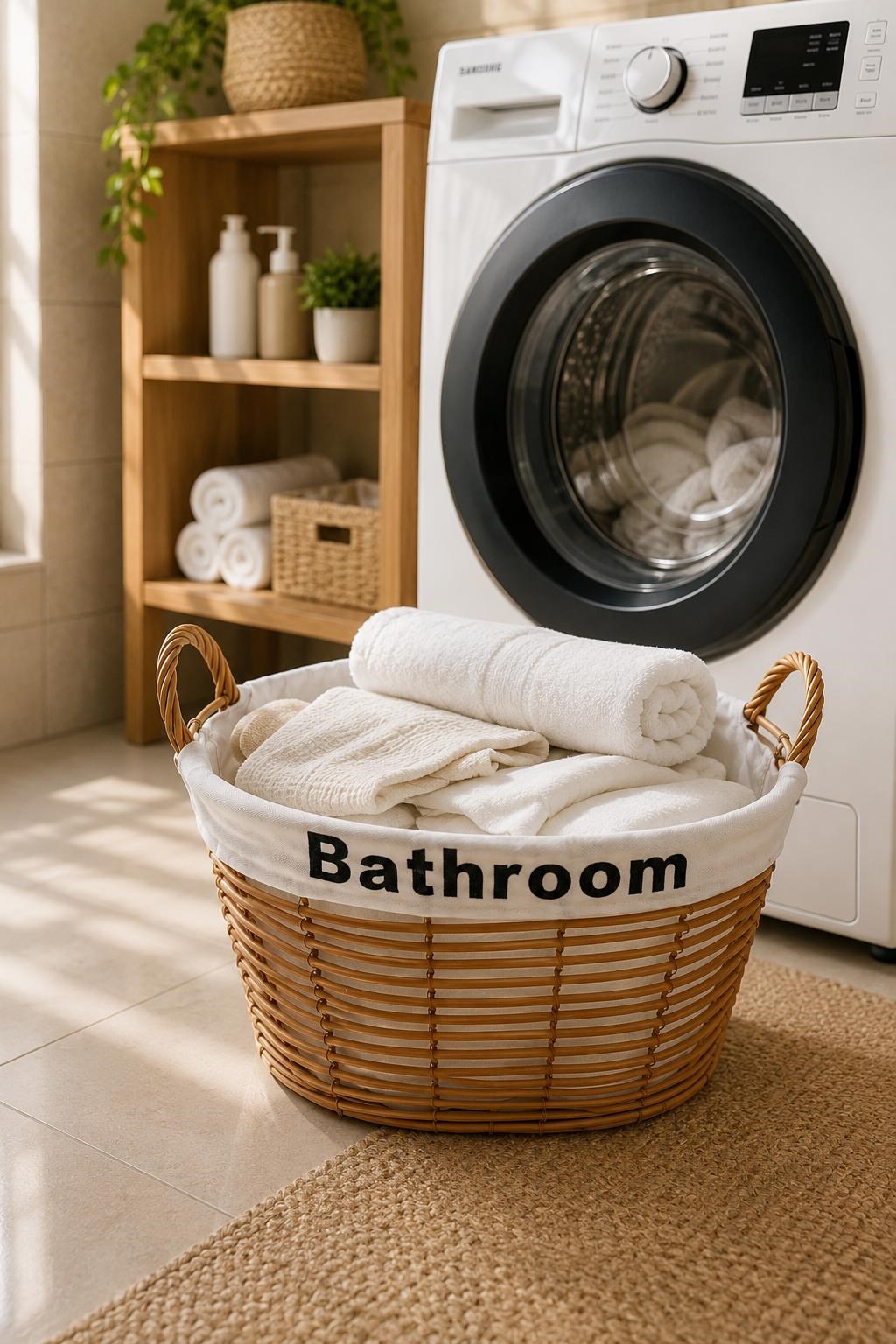 2 Adet Kulplu Banyo Sepeti Çamaşır Toplama ve Düzenleme Sepeti Kumaş Astarlı Banyo Organizeri