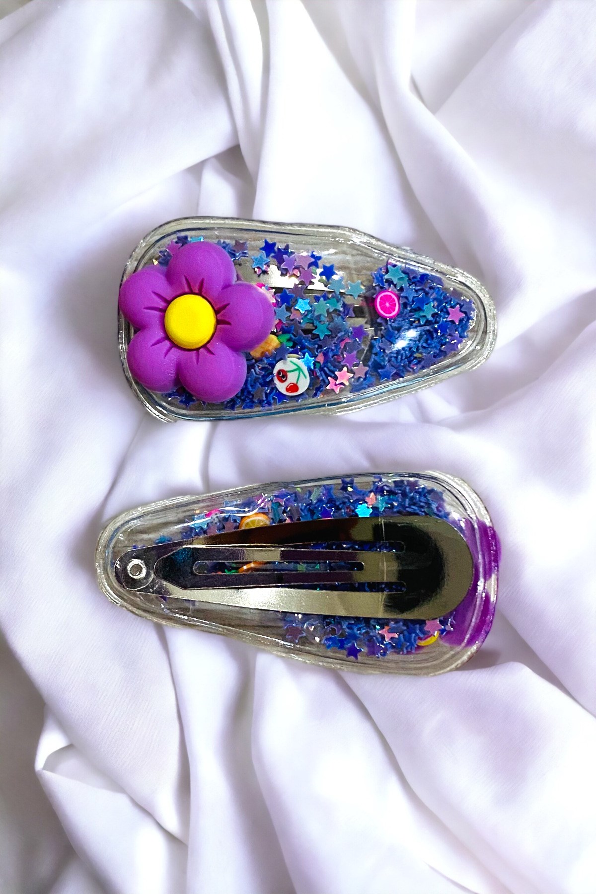 2 Li Pullu Çiçekli Çıt Çıt Çocuk Toka Seti