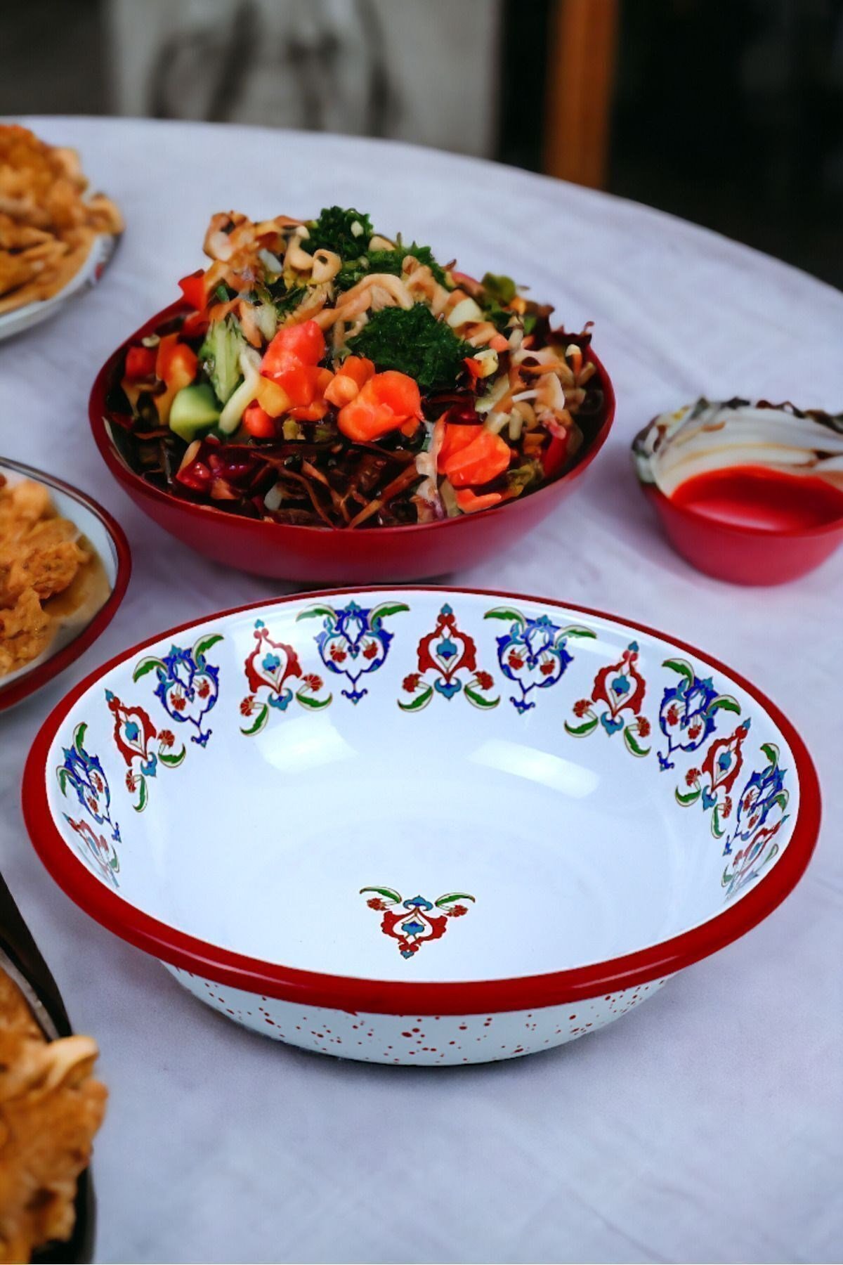 20 Cm Emaye Kase Tabak, Çukur Tabak, Salata Tabak, Cips Tabak