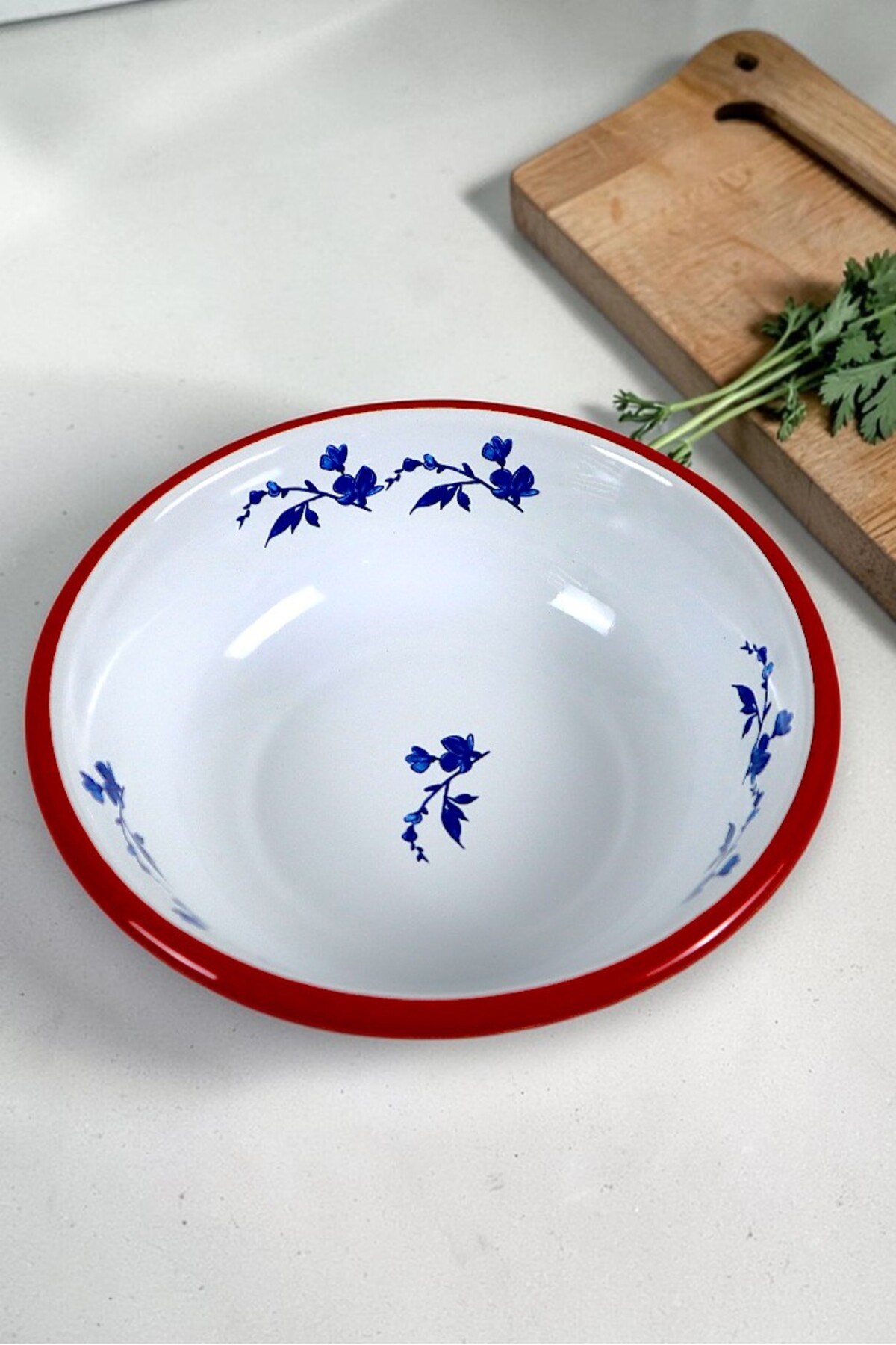 20 Cm Emaye Kase Tabak, Çukur Tabak, Salata Tabak, Cips Tabak