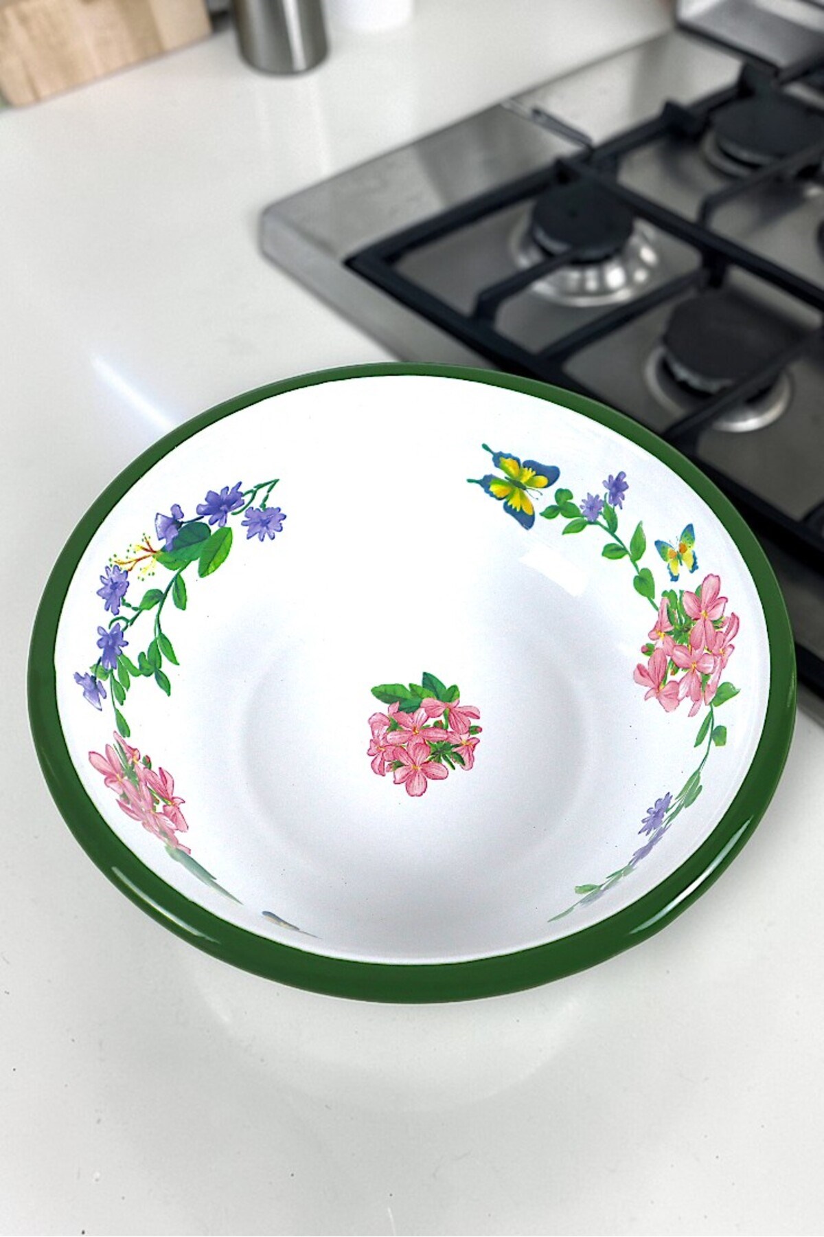20 Cm Emaye Kase Tabak, Çukur Tabak, Salata Tabak, Cips Tabak