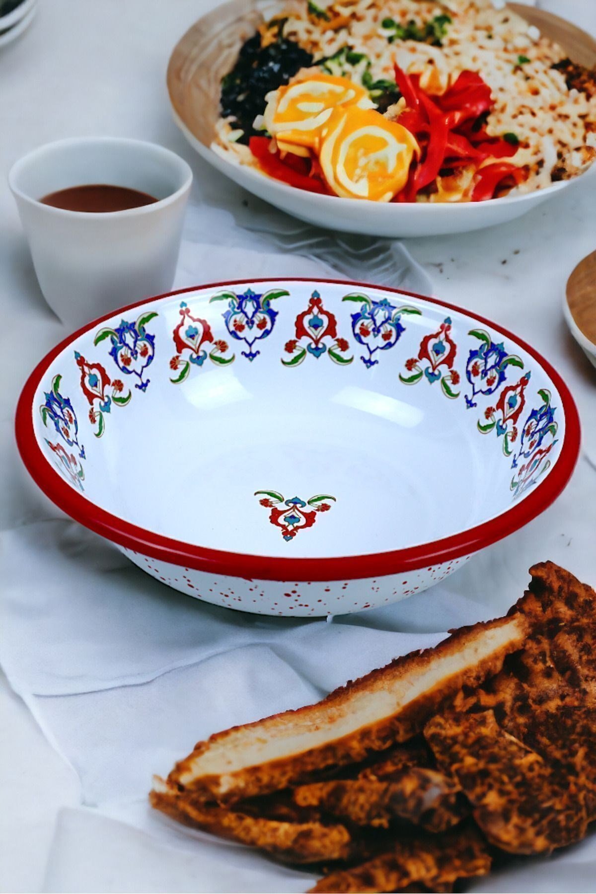 20 Cm Emaye Kase Tabak, Çukur Tabak, Salata Tabak, Cips Tabak