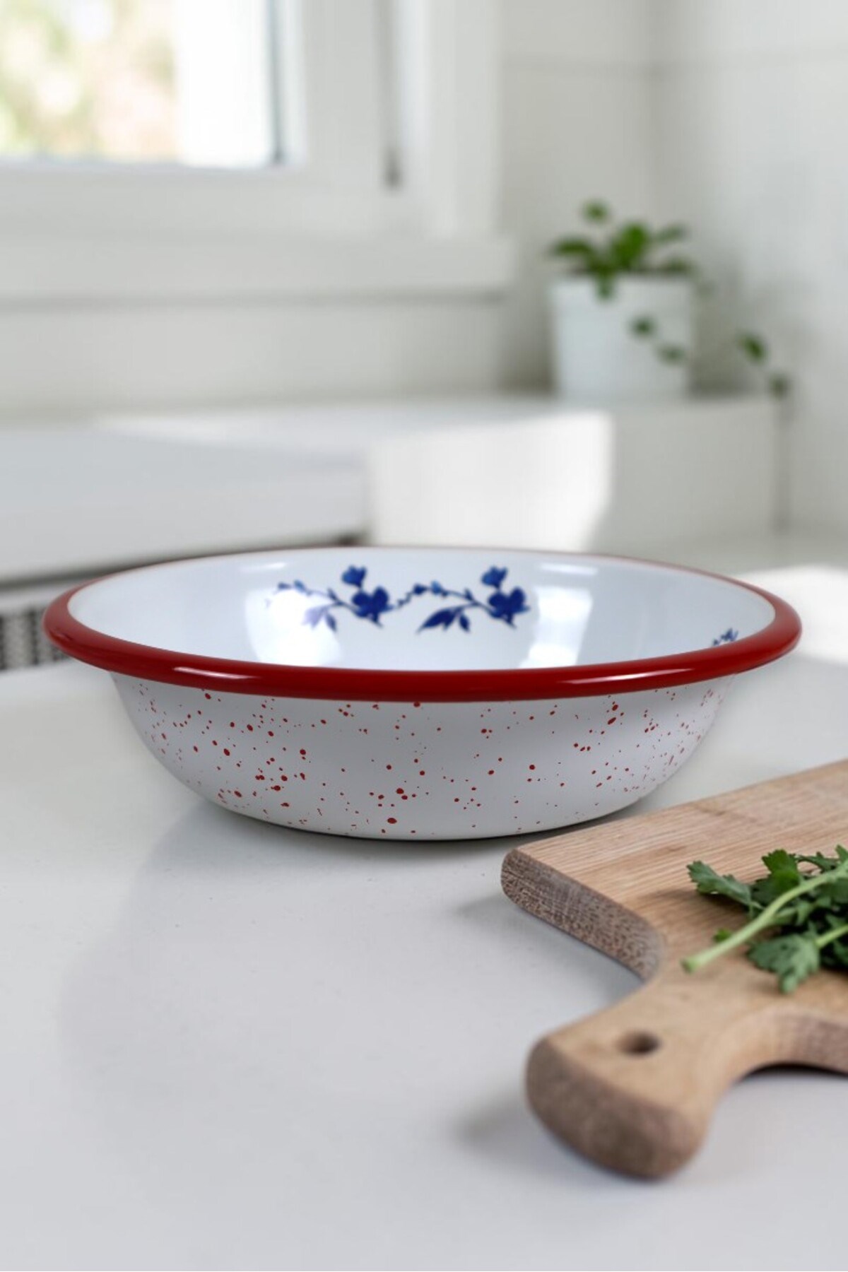 20 Cm Emaye Kase Tabak, Çukur Tabak, Salata Tabak, Cips Tabak