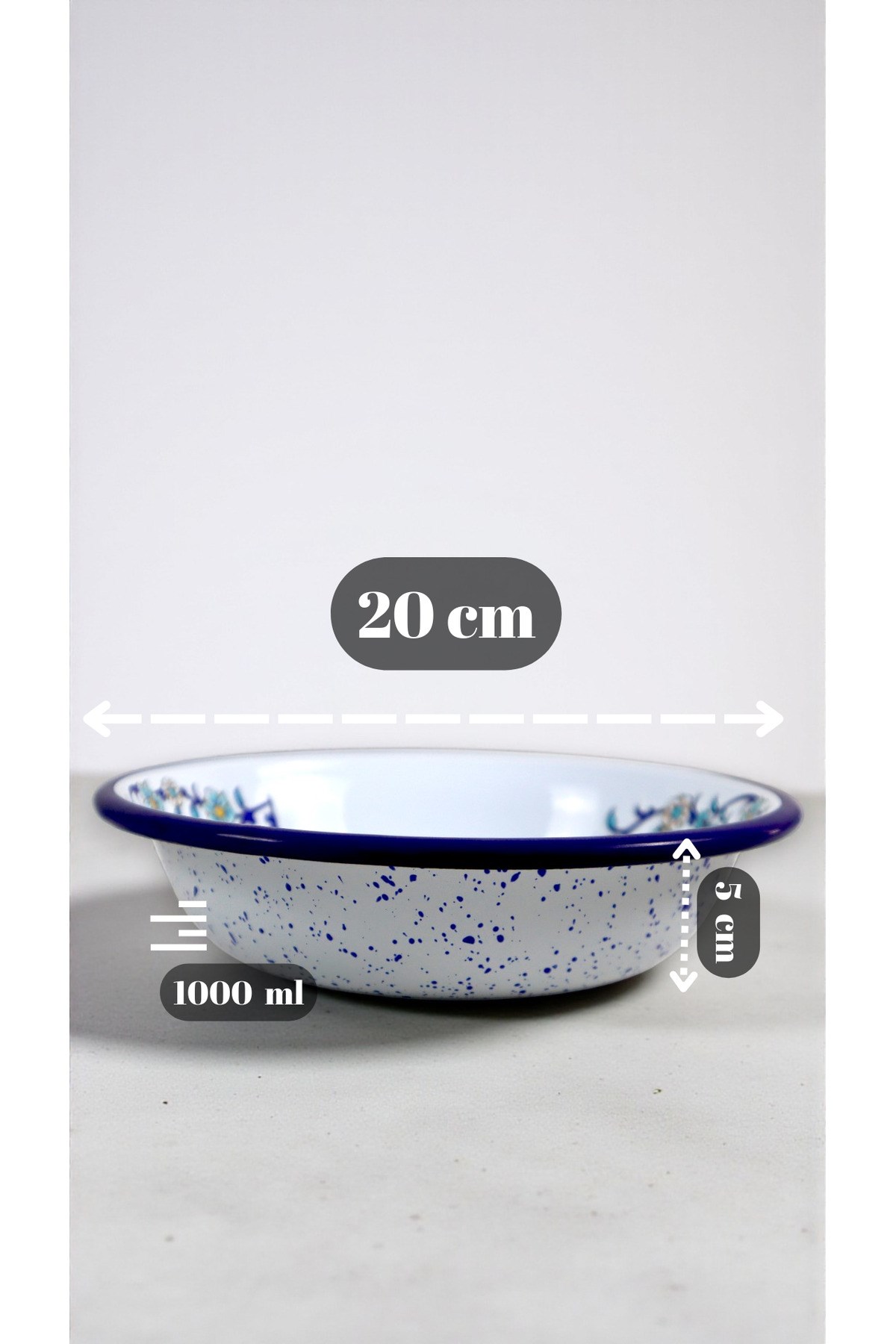 20 Cm Emaye Kase Tabak, Çukur Tabak, Salata Tabak, Cips Tabak