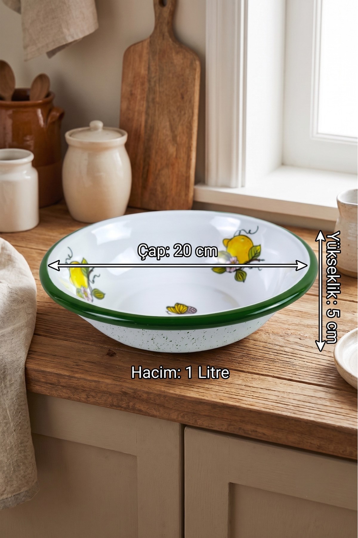 20 Cm Emaye Kase Tabak, Çukur Tabak, Salata Tabak, Cips Tabak