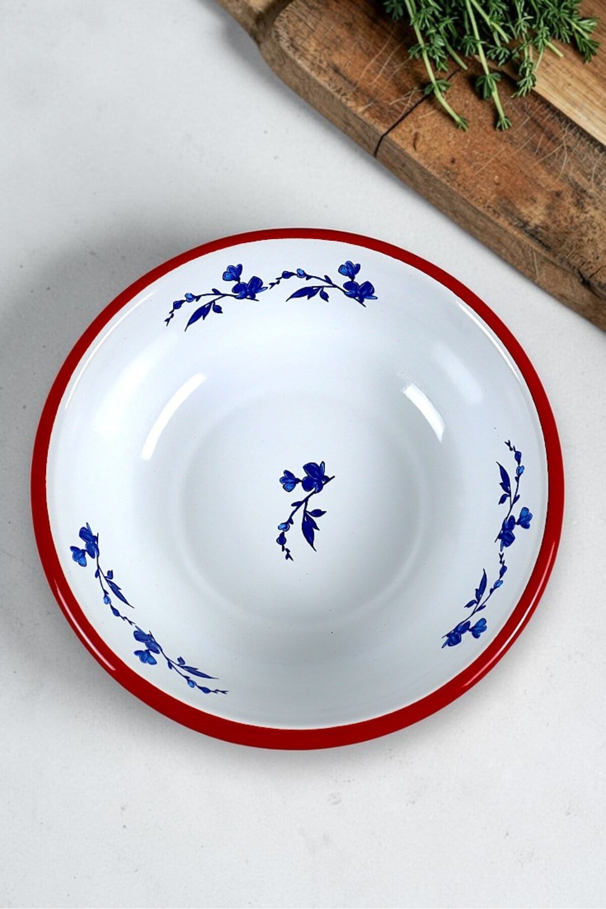 20 Cm Emaye Kase Tabak, Çukur Tabak, Salata Tabak, Cips Tabak