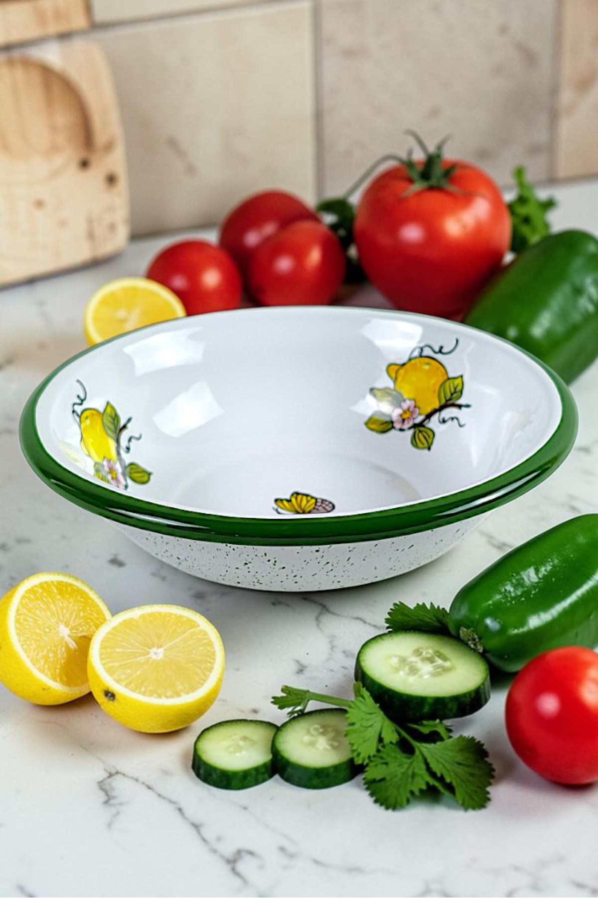 20 Cm Emaye Kase Tabak, Çukur Tabak, Salata Tabak, Cips Tabak
