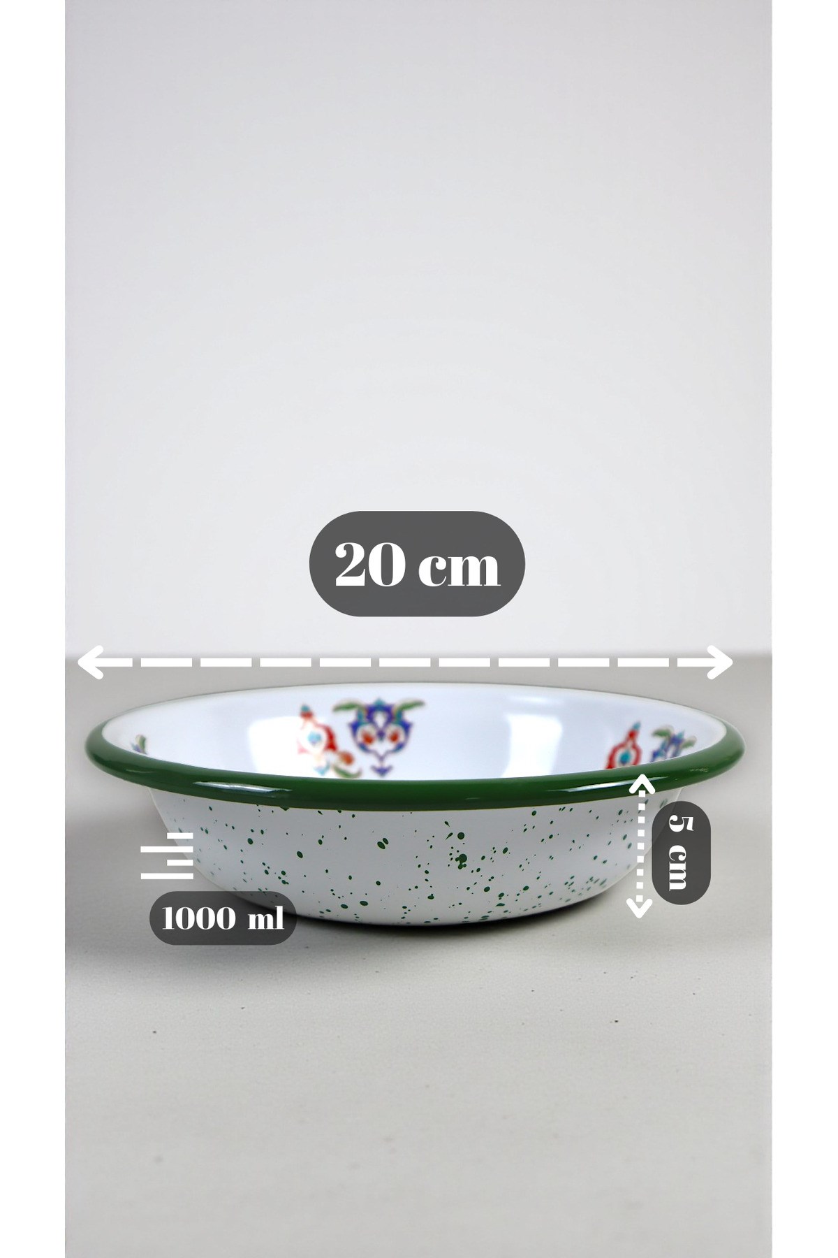 20 Cm Emaye Kase Tabak, Çukur Tabak, Salata Tabak, Cips Tabak