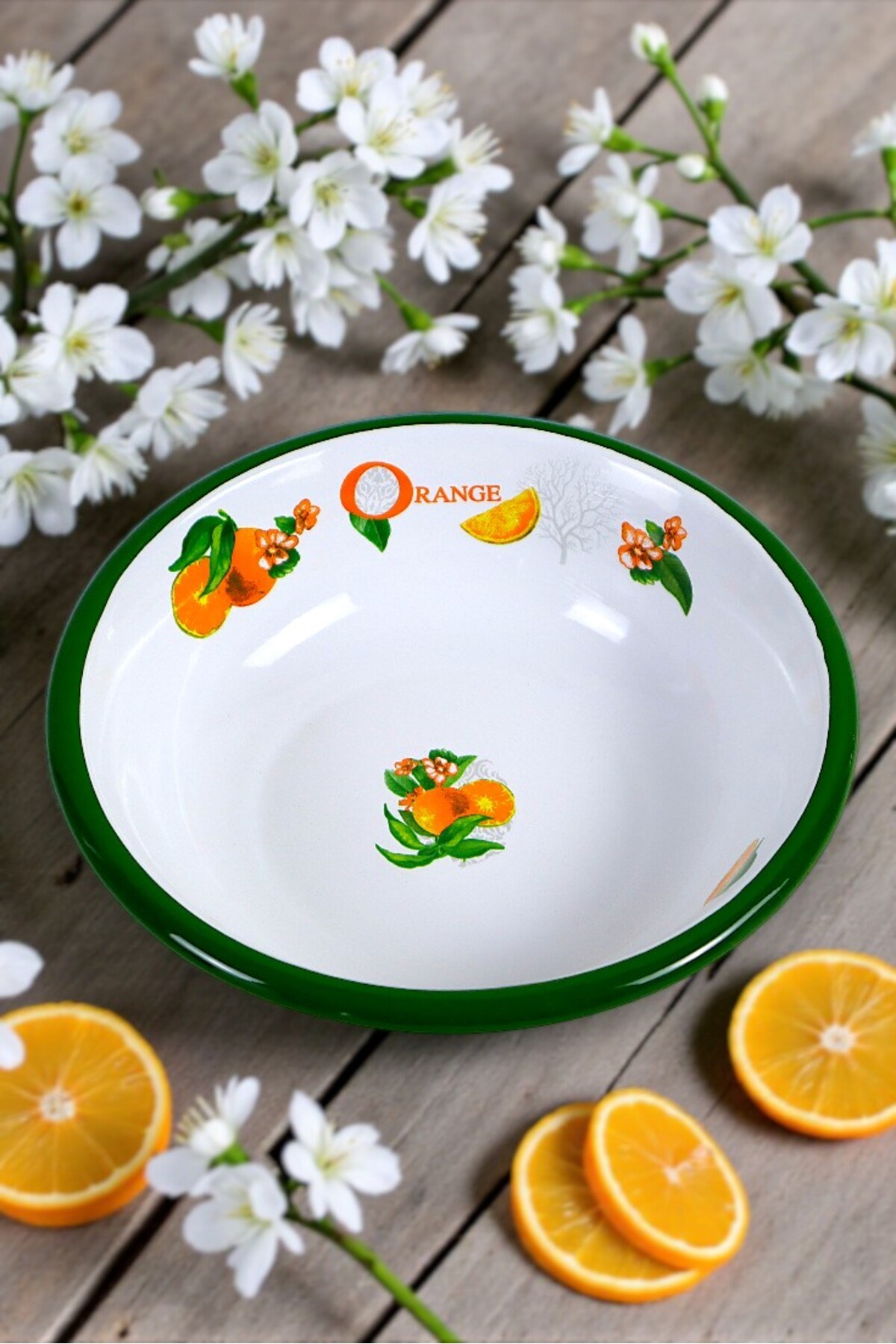 20 Cm Emaye Kase Tabak, Çukur Tabak, Salata Tabak, Cips Tabak