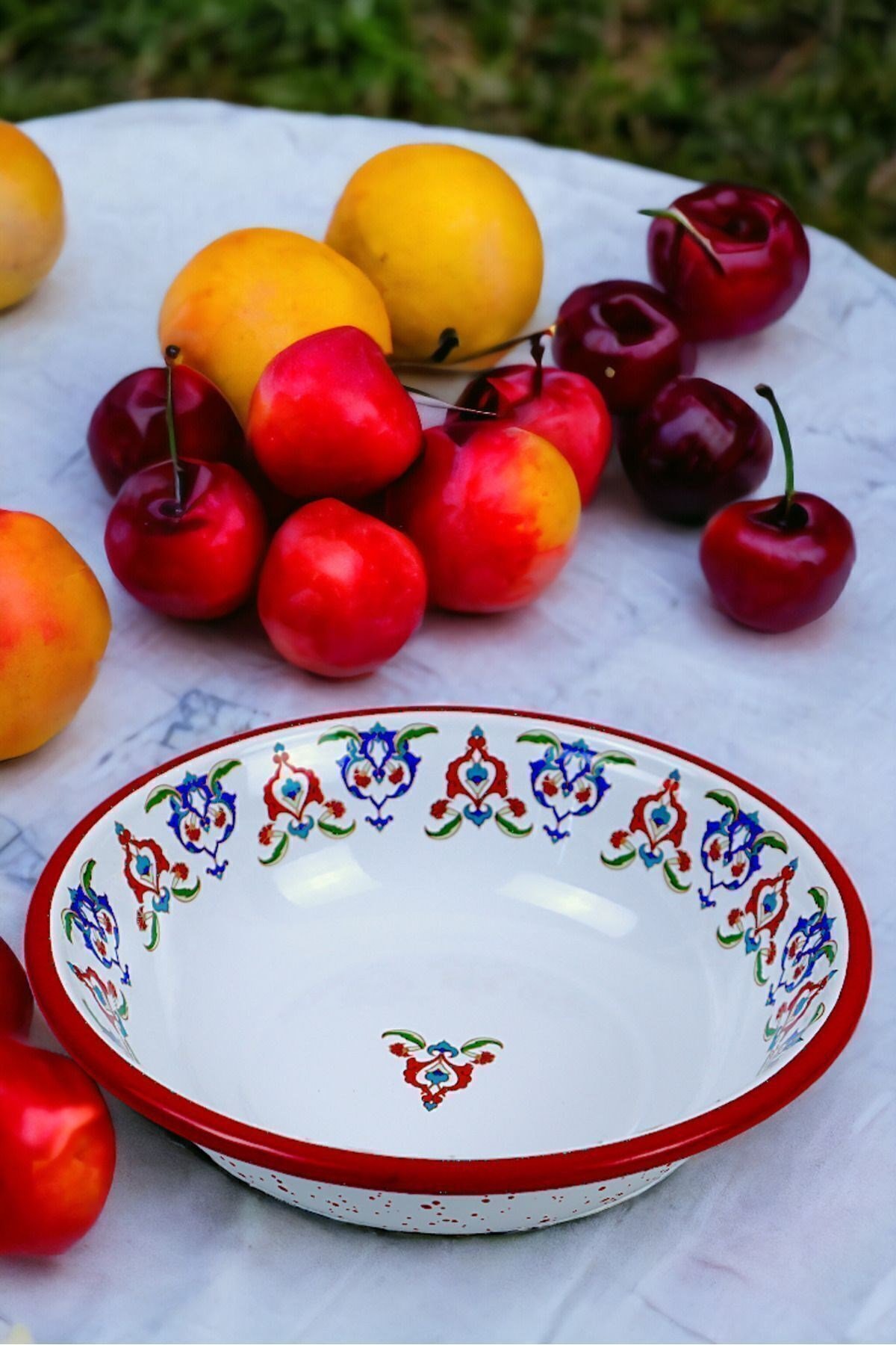 20 Cm Emaye Kase Tabak, Çukur Tabak, Salata Tabak, Cips Tabak