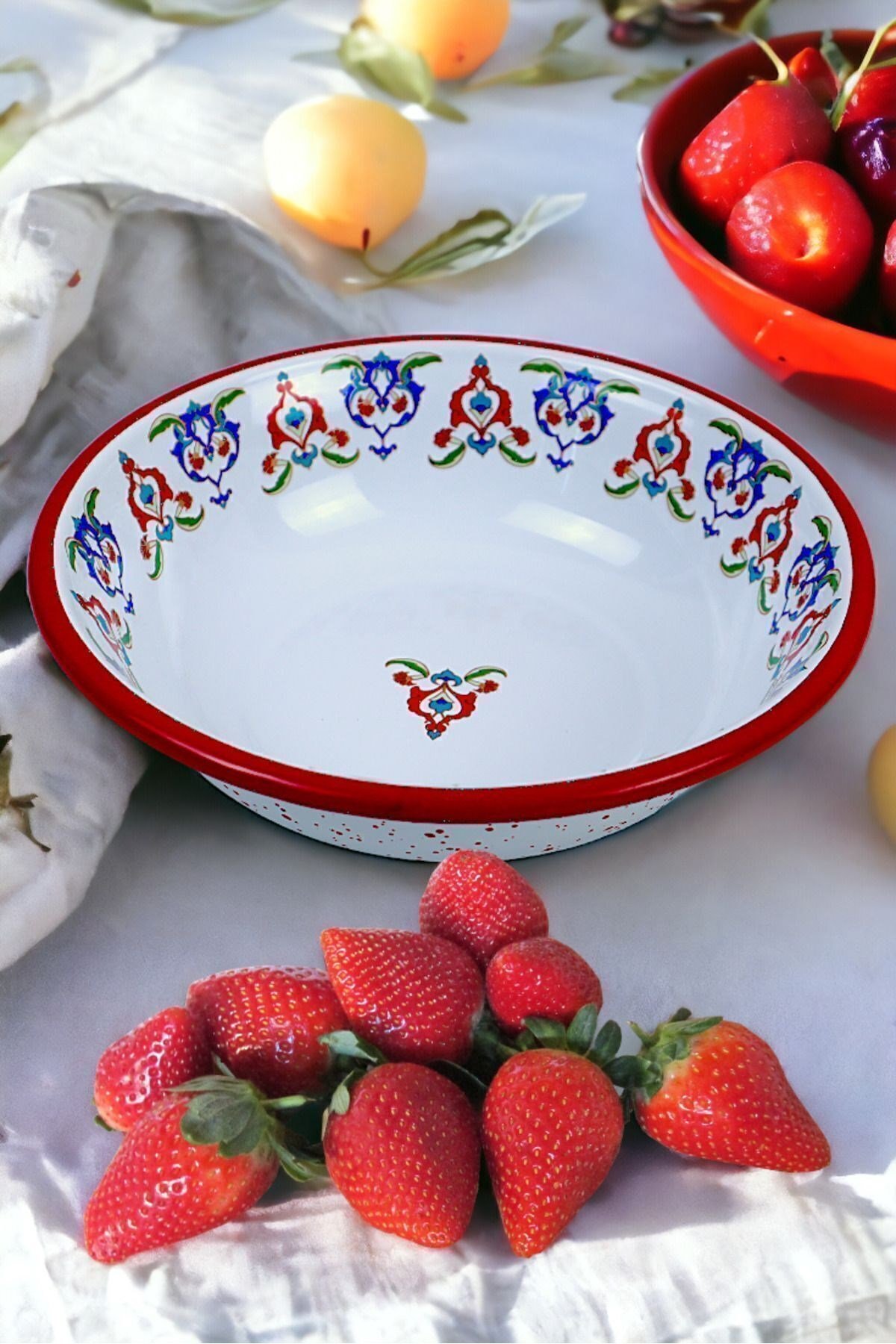 20 Cm Emaye Kase Tabak, Çukur Tabak, Salata Tabak, Cips Tabak