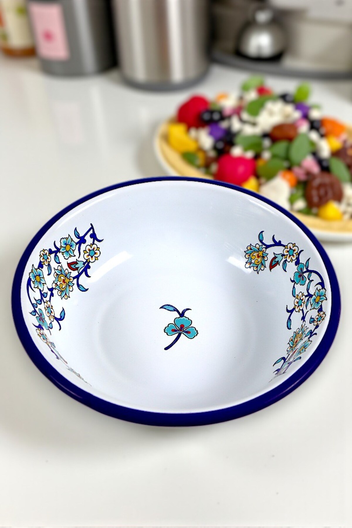 20 Cm Emaye Kase Tabak, Çukur Tabak, Salata Tabak, Cips Tabak