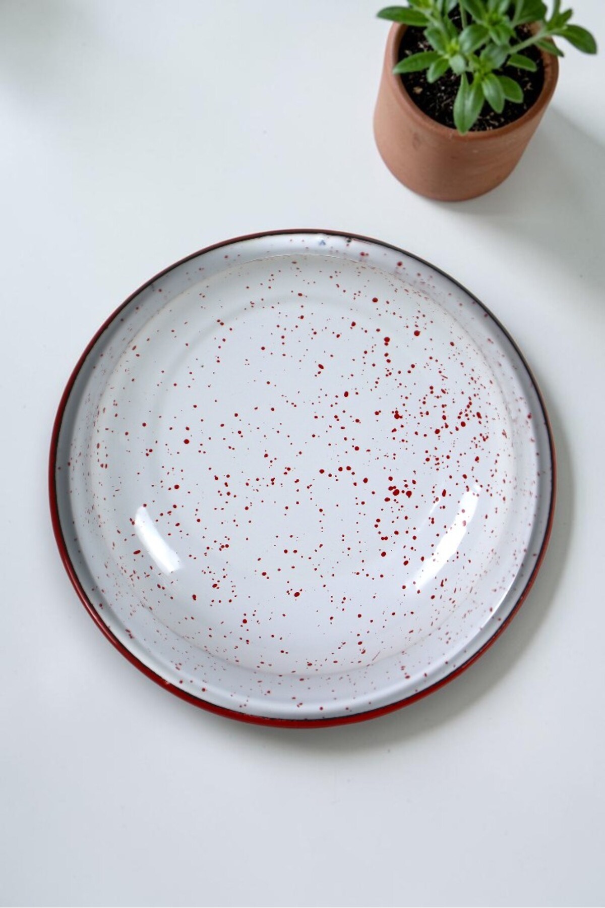 20 Cm Emaye Kase Tabak, Çukur Tabak, Salata Tabak, Cips Tabak