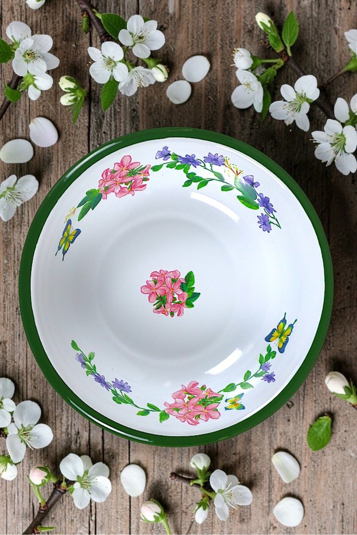 20 Cm Emaye Kase Tabak, Çukur Tabak, Salata Tabak, Cips Tabak