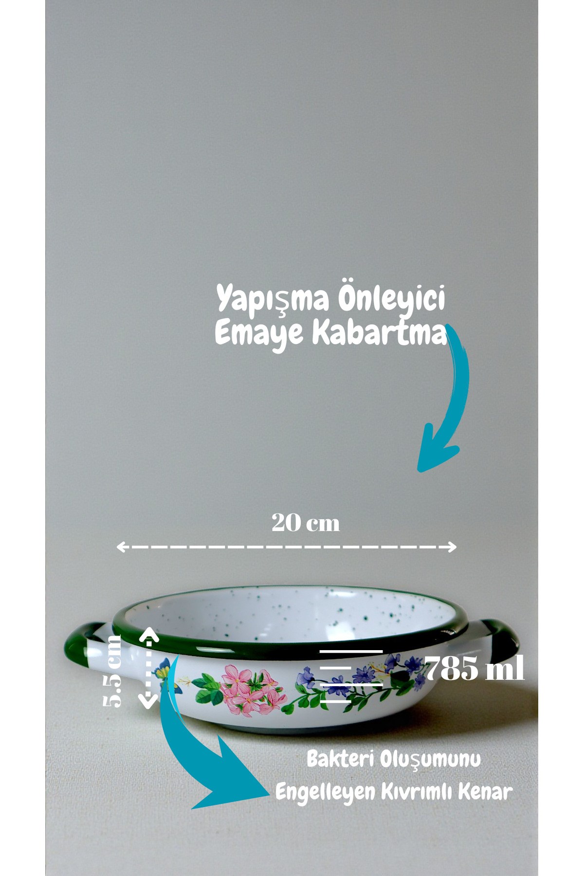 20 No Emaye Sahan, Servis, Yemek Kamp, Piknik, Çeyiz