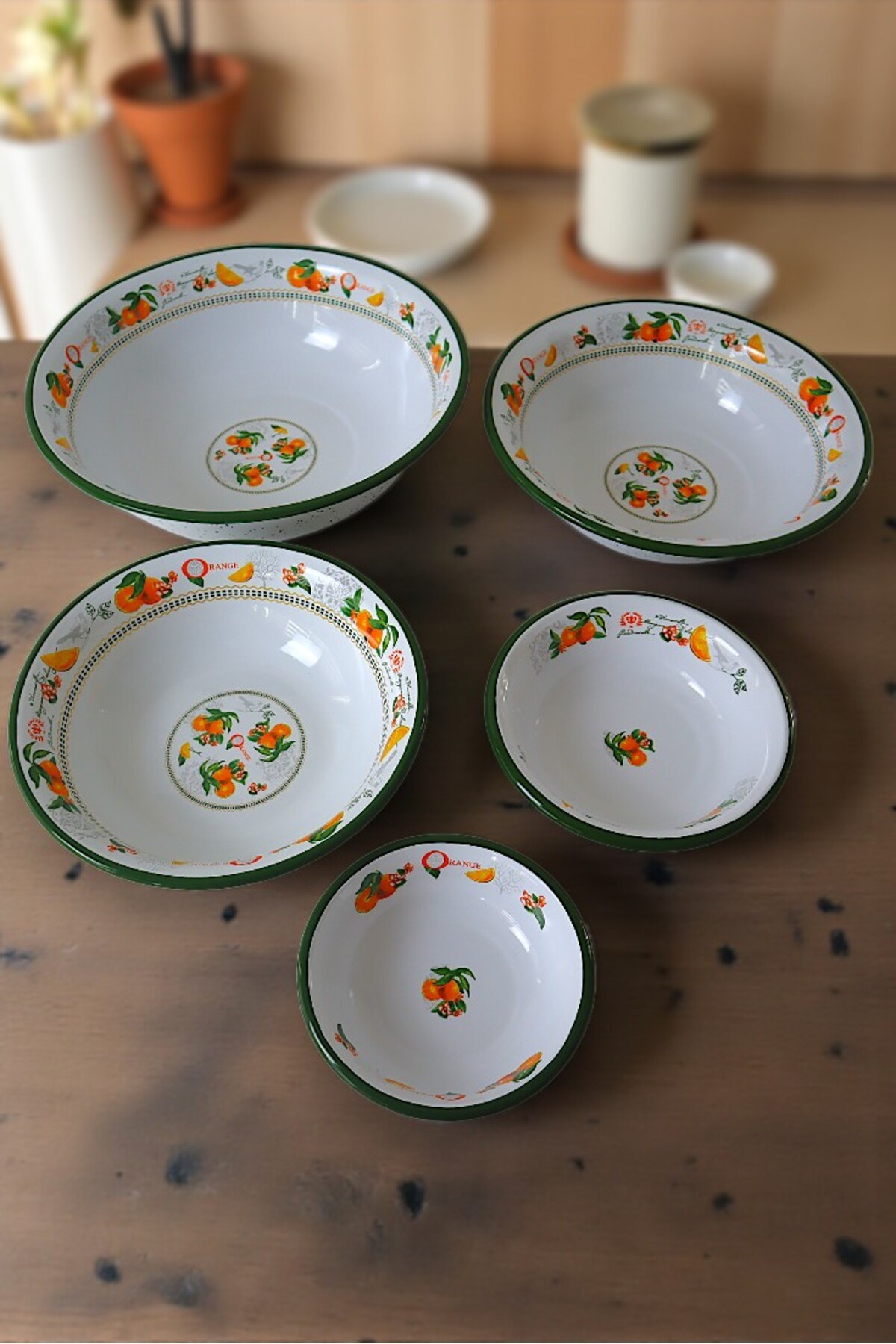 20cm-24cm-32 Cm-36 Cm-40 Cm 5 li Emaye Leğen Çırpma Ve Karıştırma Kabı, Hamur Leğeni,Meyvelik, Çeyiz