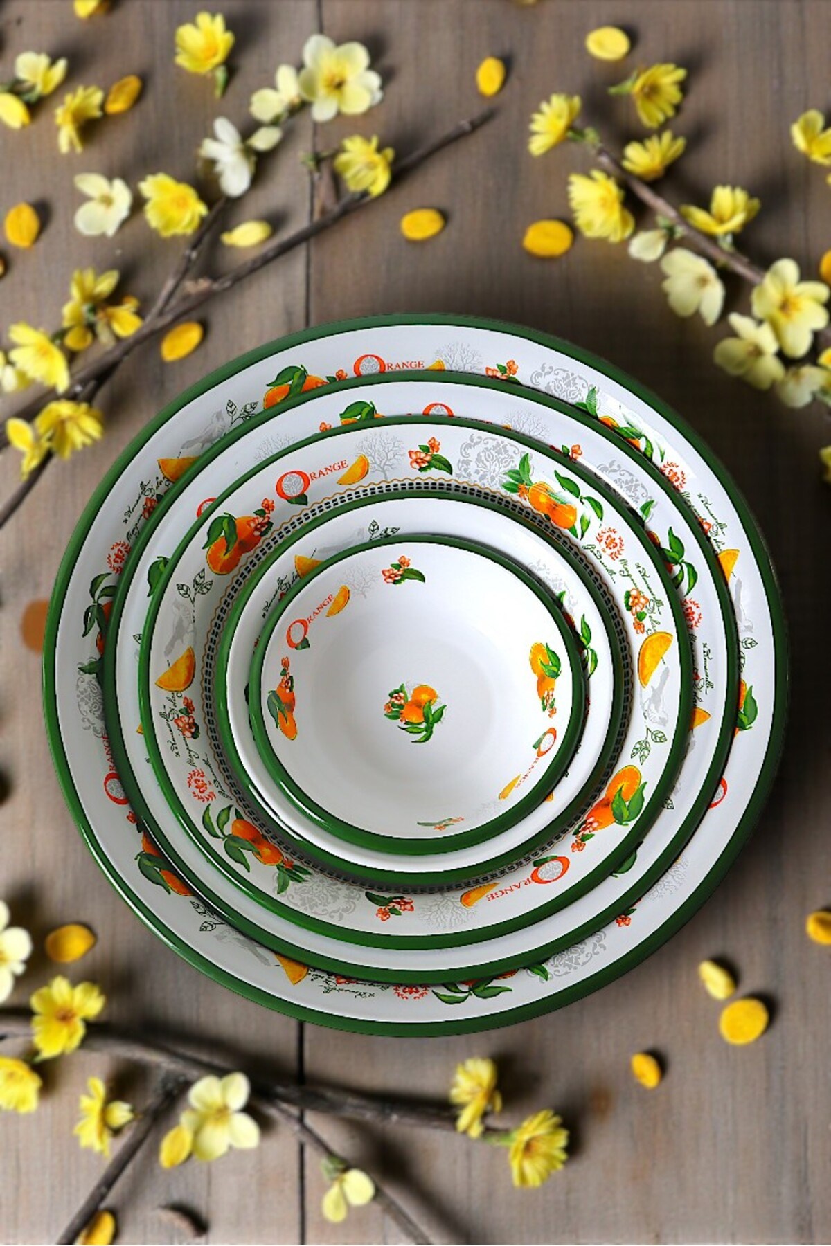 20cm-24cm-32 Cm-36 Cm-40 Cm 5 li Emaye Leğen Çırpma Ve Karıştırma Kabı, Hamur Leğeni,Meyvelik, Çeyiz