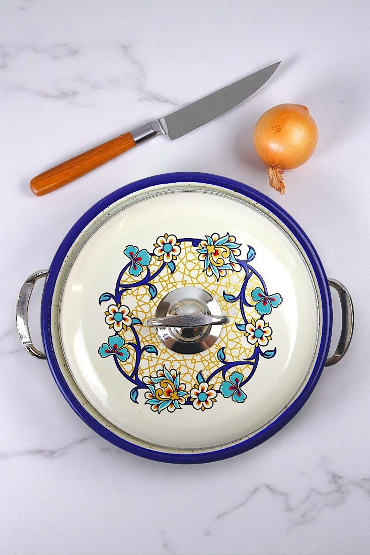 22 No 3 lt Emaye Tencere, Servis, Yemek Kamp, Piknik, Çeyiz