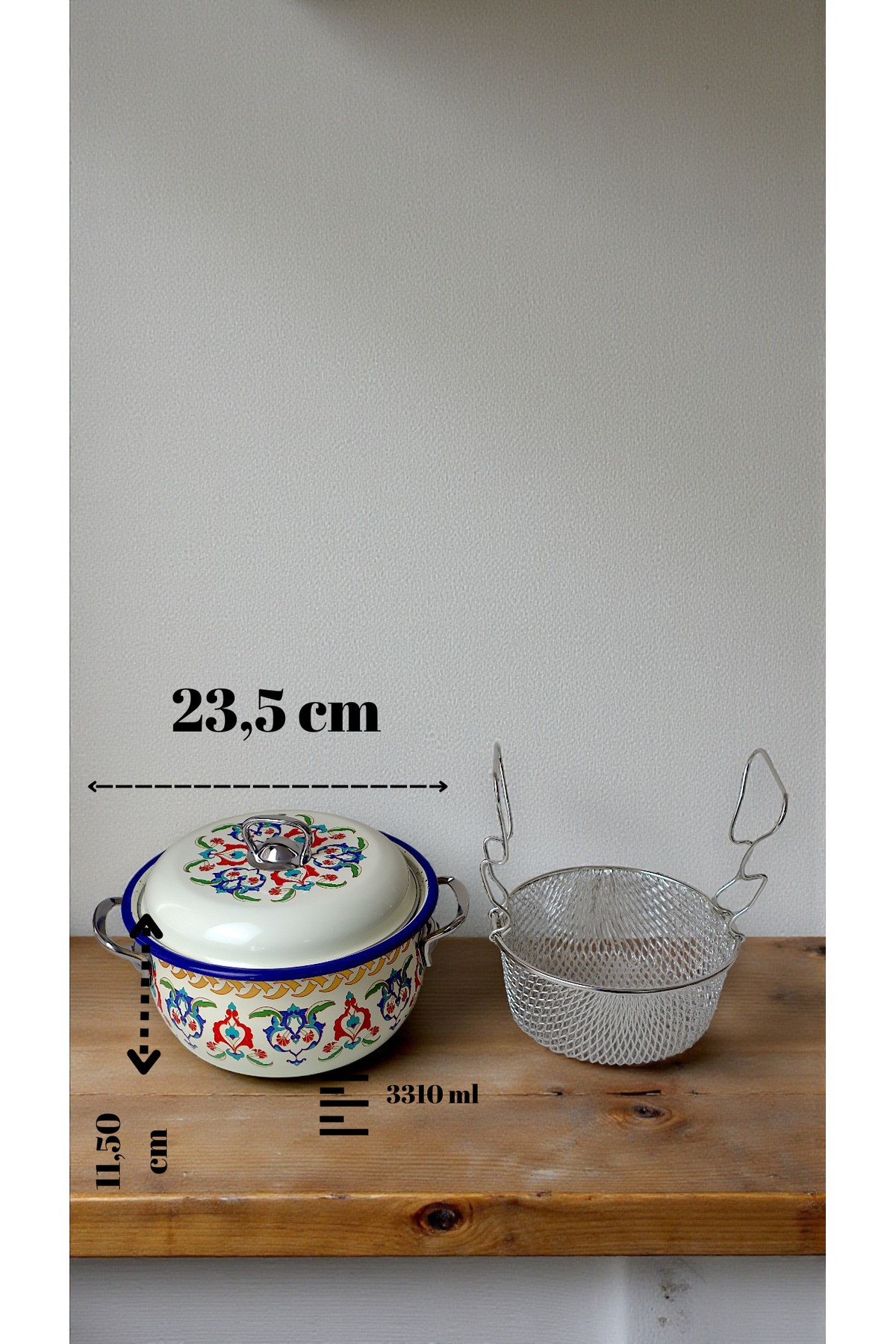 22 No 3,3L Emaye Tencere&Fritöz, Servis, Yemek Kamp, Piknik, Çeyiz