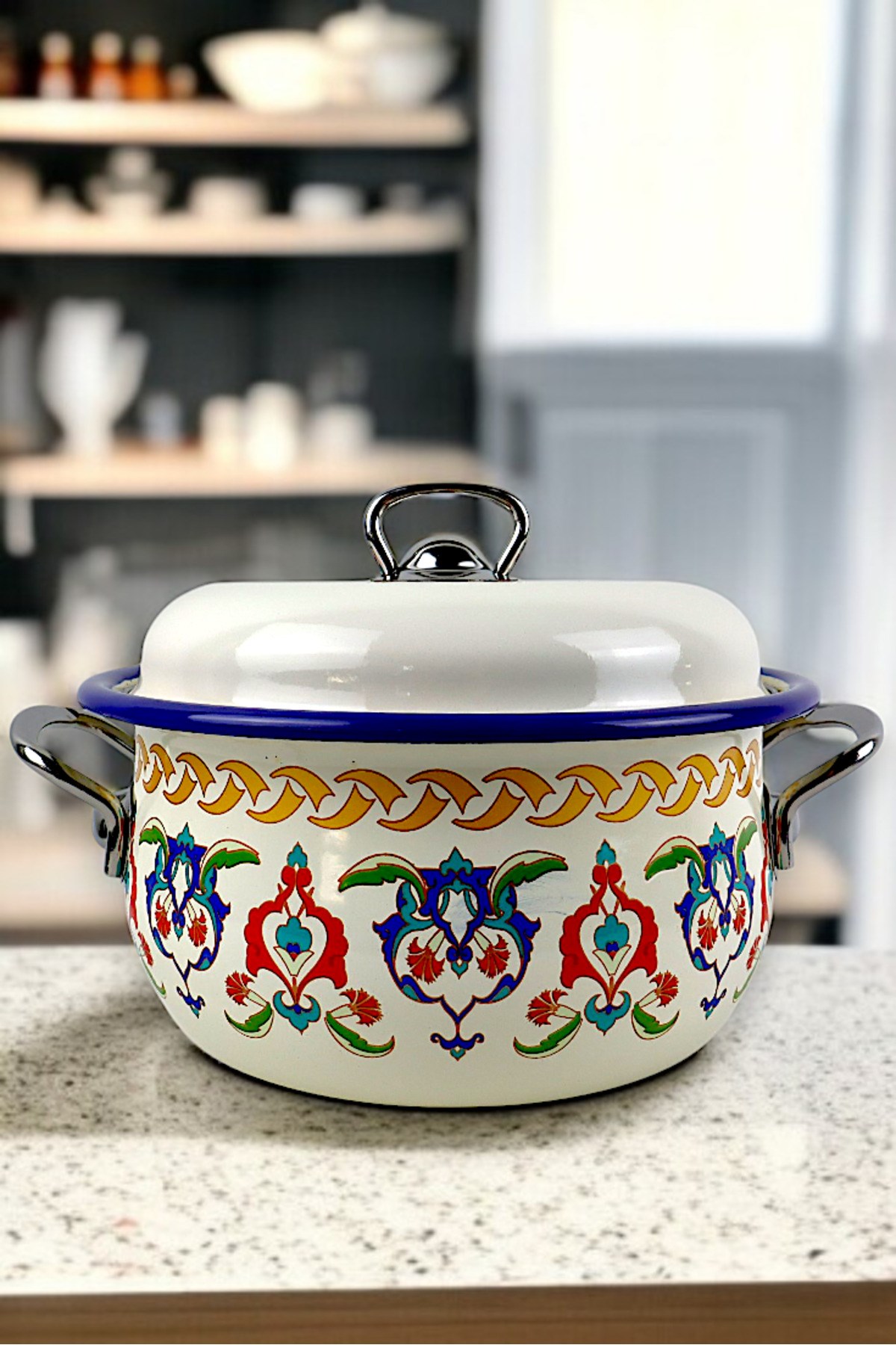 22 No 3L. Emaye Tencere, Servis, Yemek Kamp, Piknik, Çeyiz