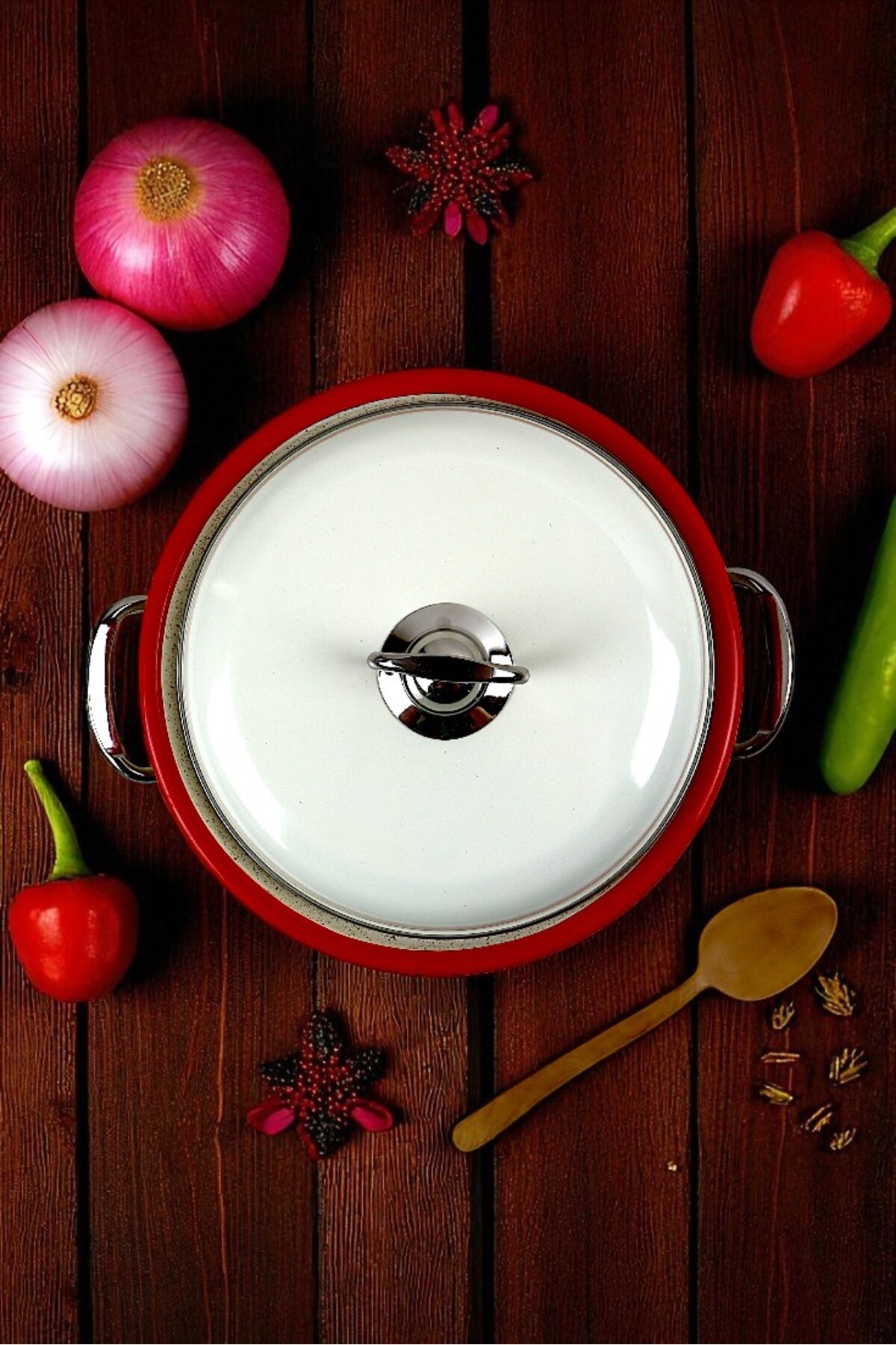 22 No 3L Emaye Tencere, Servis, Yemek Kamp, Piknik, Çeyiz