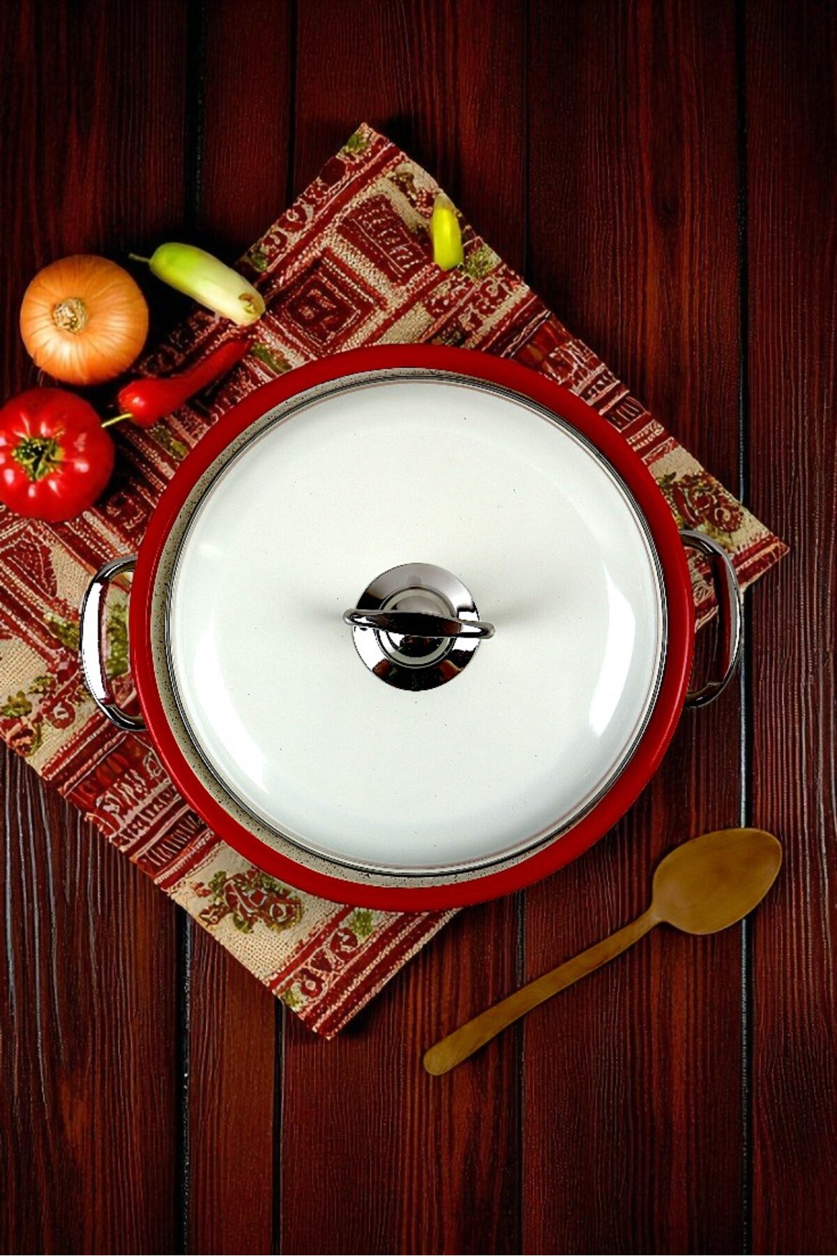 22 No 3L Emaye Tencere, Servis, Yemek Kamp, Piknik, Çeyiz
