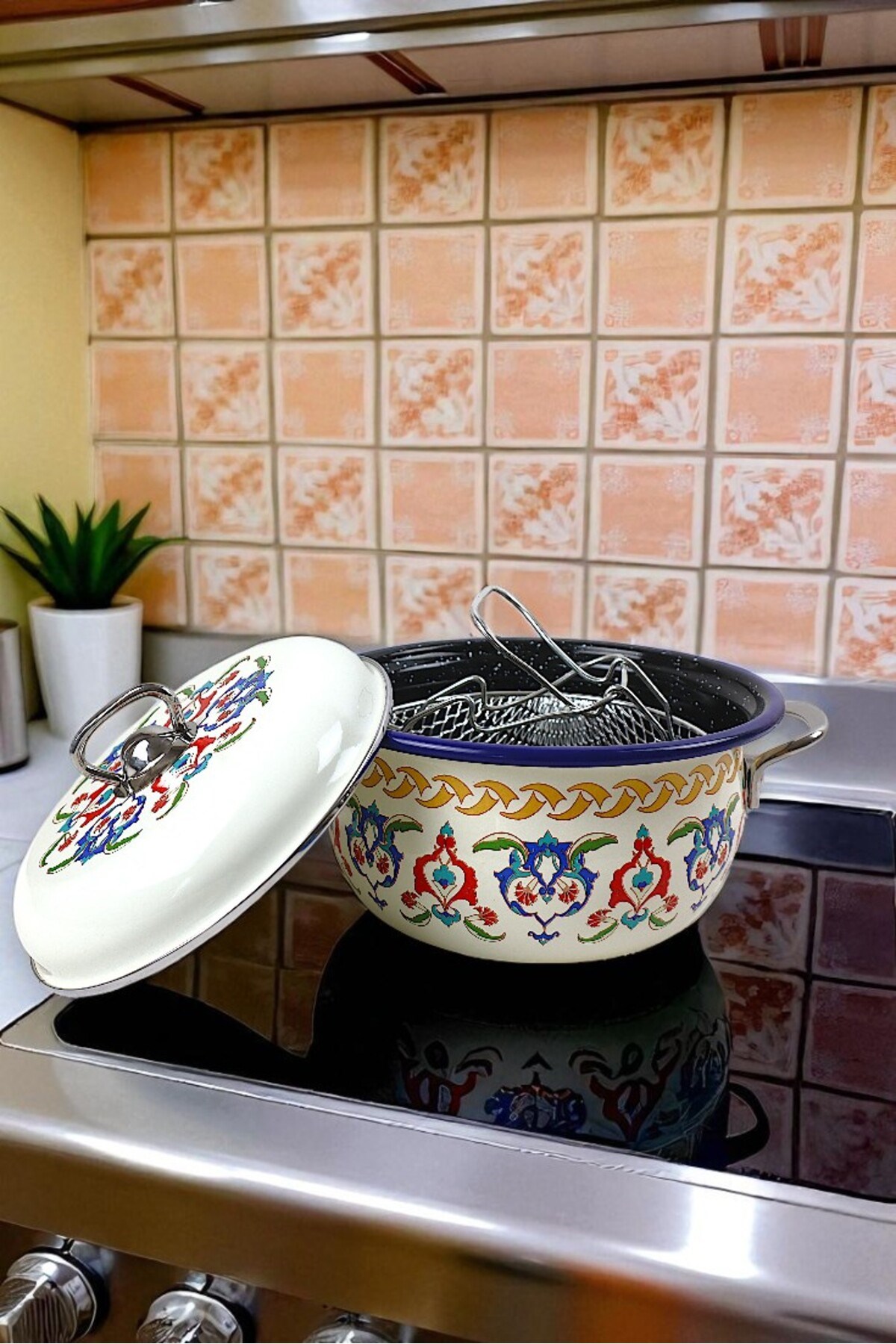 22 No 3L Emaye Tencere&Fritöz, Servis, Yemek Kamp, Piknik, Çeyiz