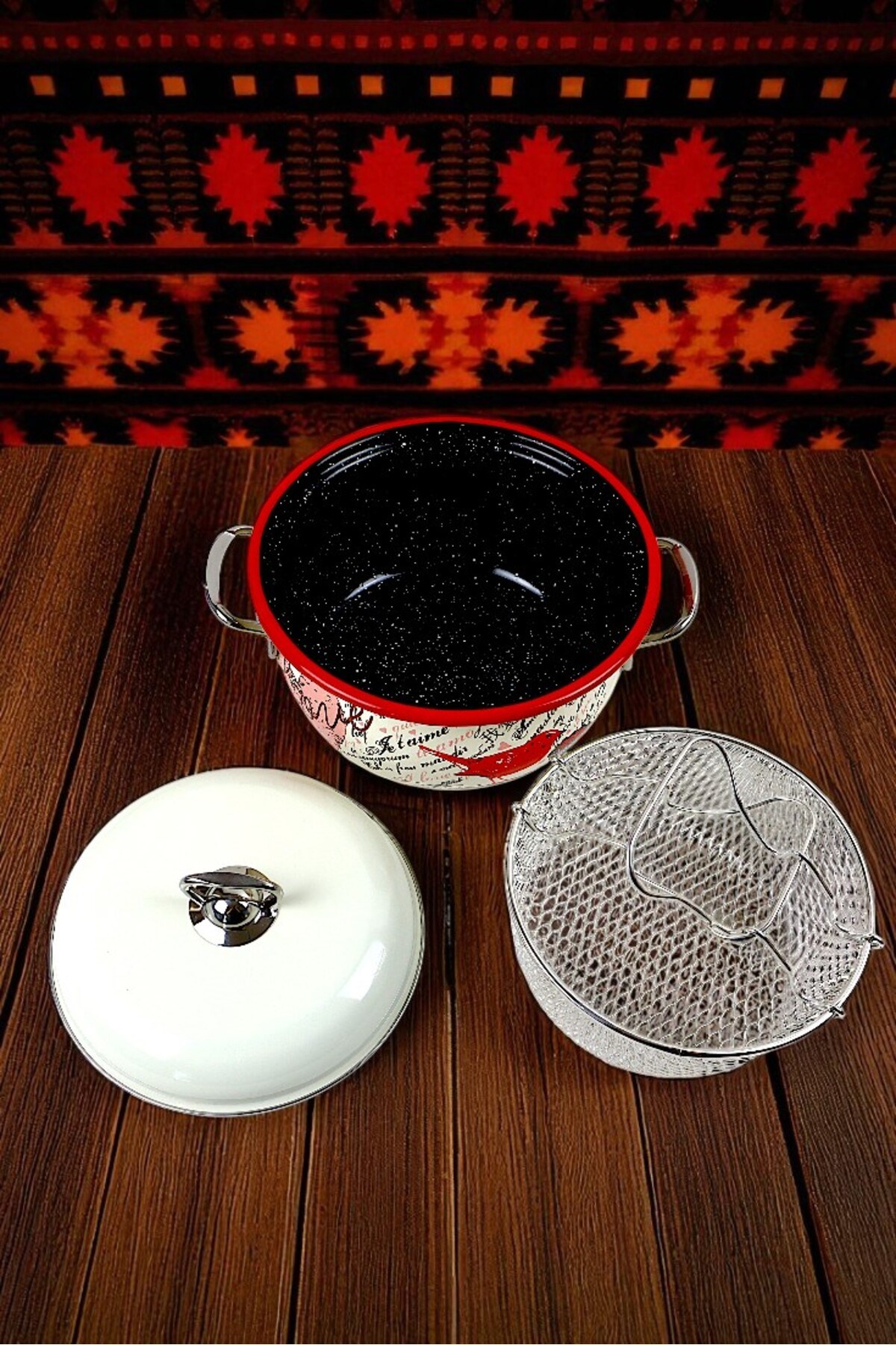 22 No 3L Emaye Tencere&Fritöz, Servis, Yemek Kamp, Piknik, Çeyiz