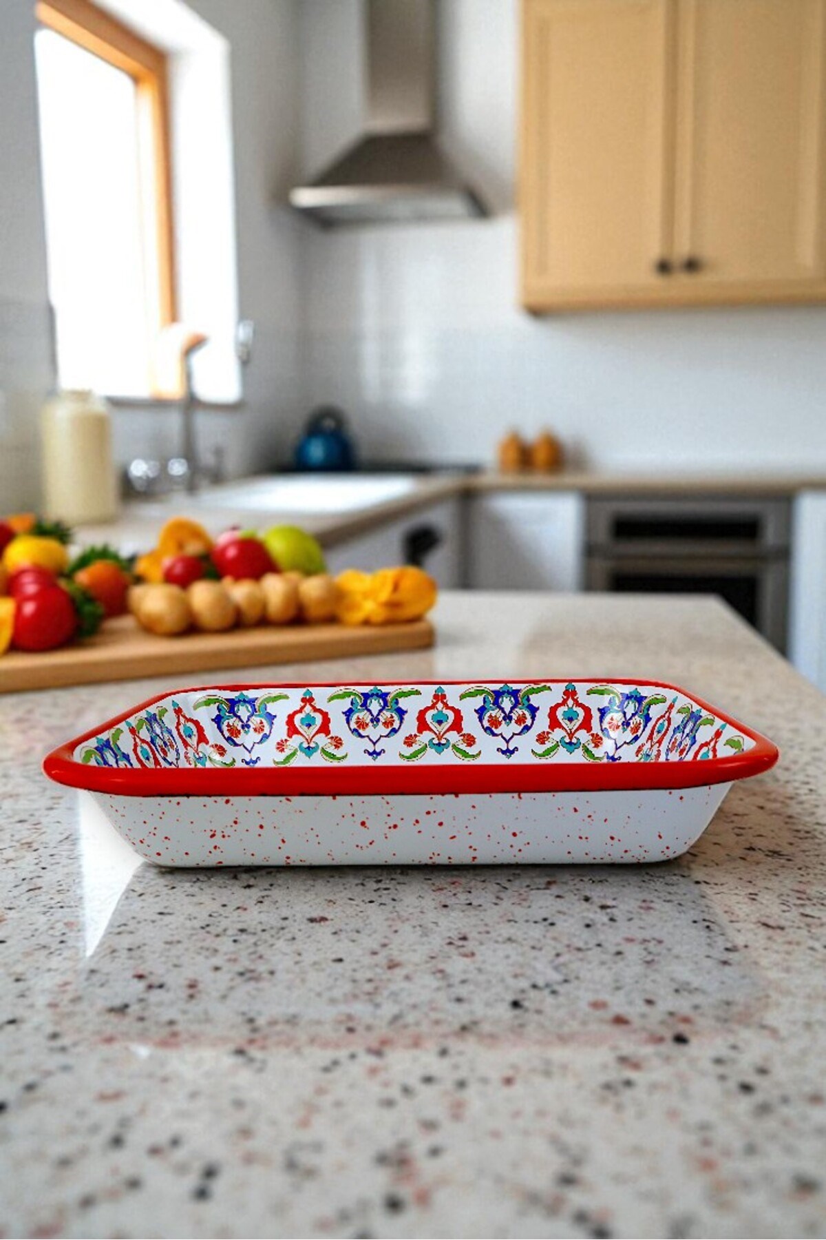 22 No Emaye Dörtgen Tabak Meze Kahvaltılık Kamp Piknik