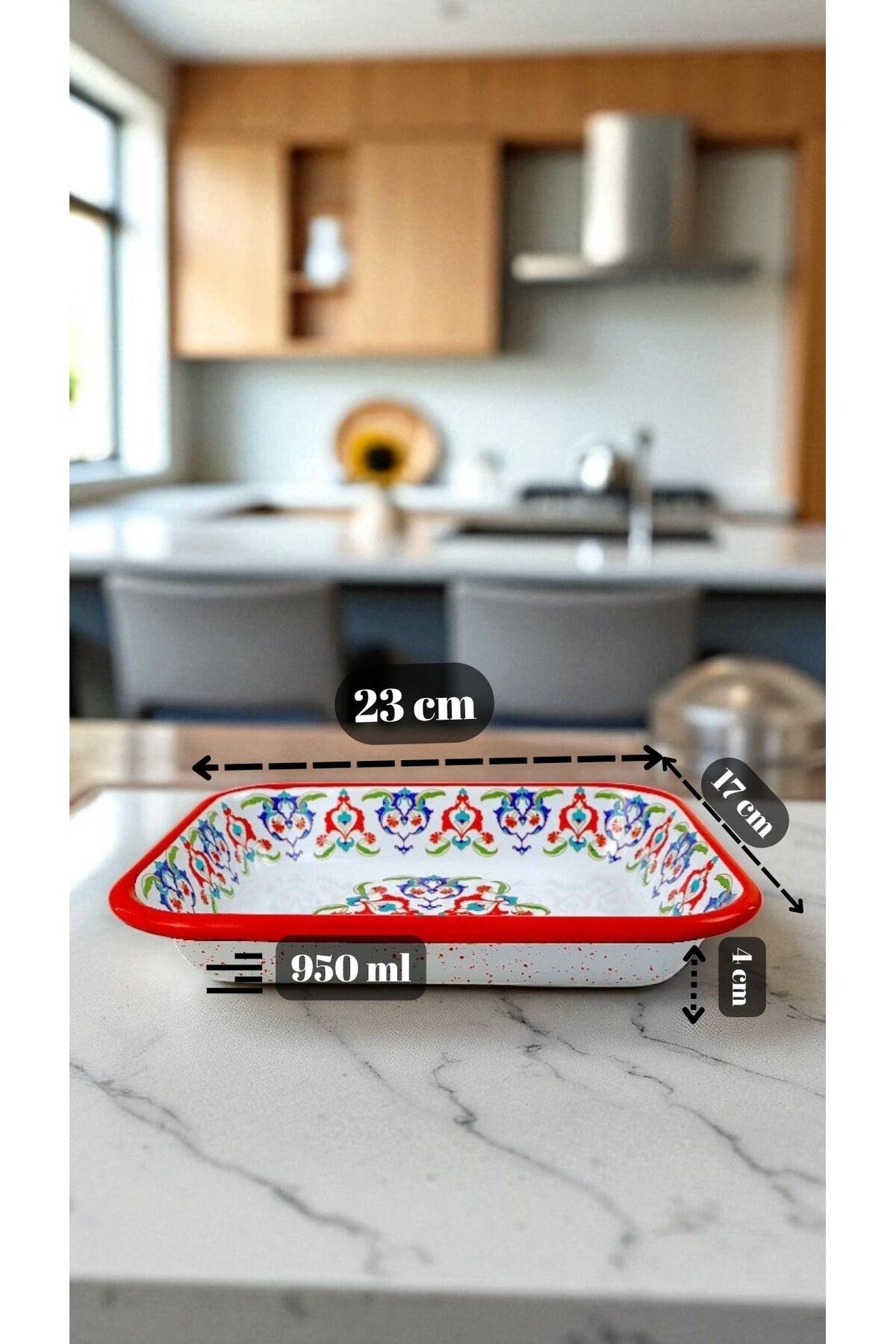 22 No Emaye Dörtgen Tabak Meze Kahvaltılık Kamp Piknik